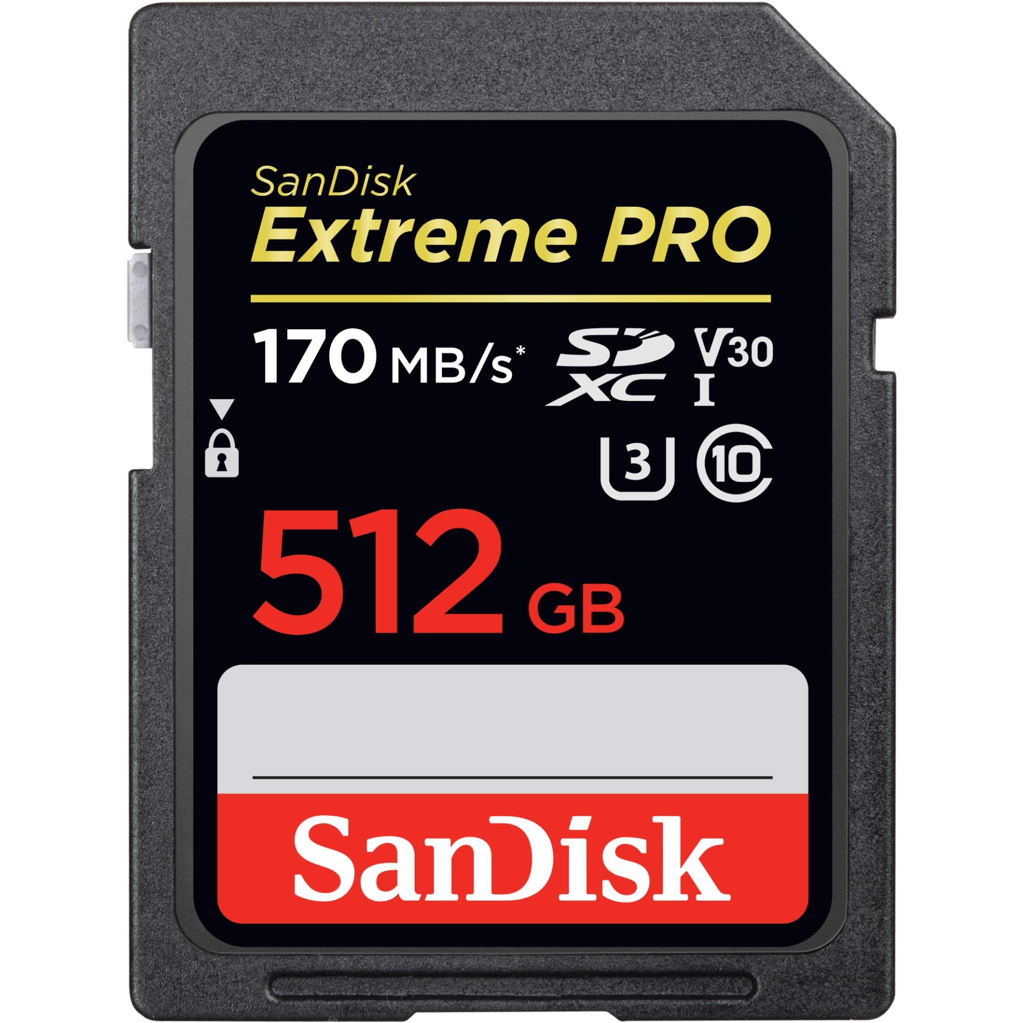 sandisk extreme pro sdxc 512gb 170mb/s memory card