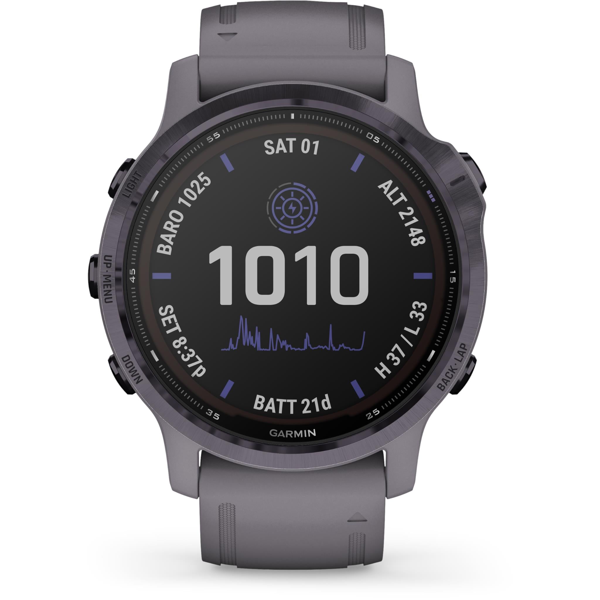 garmin fenix 6s pro solar sports watch (amethyst steel w/ shale grey band)