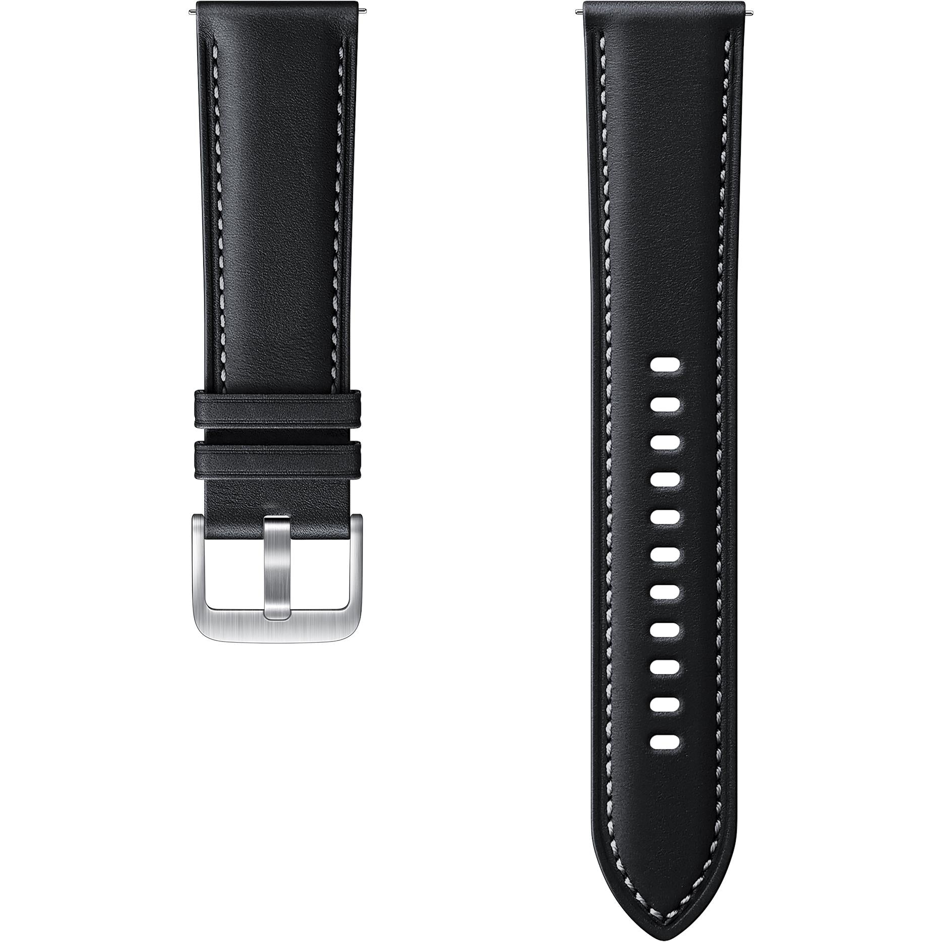 samsung leather watch band for galaxy watch 3 (black) [22mm]