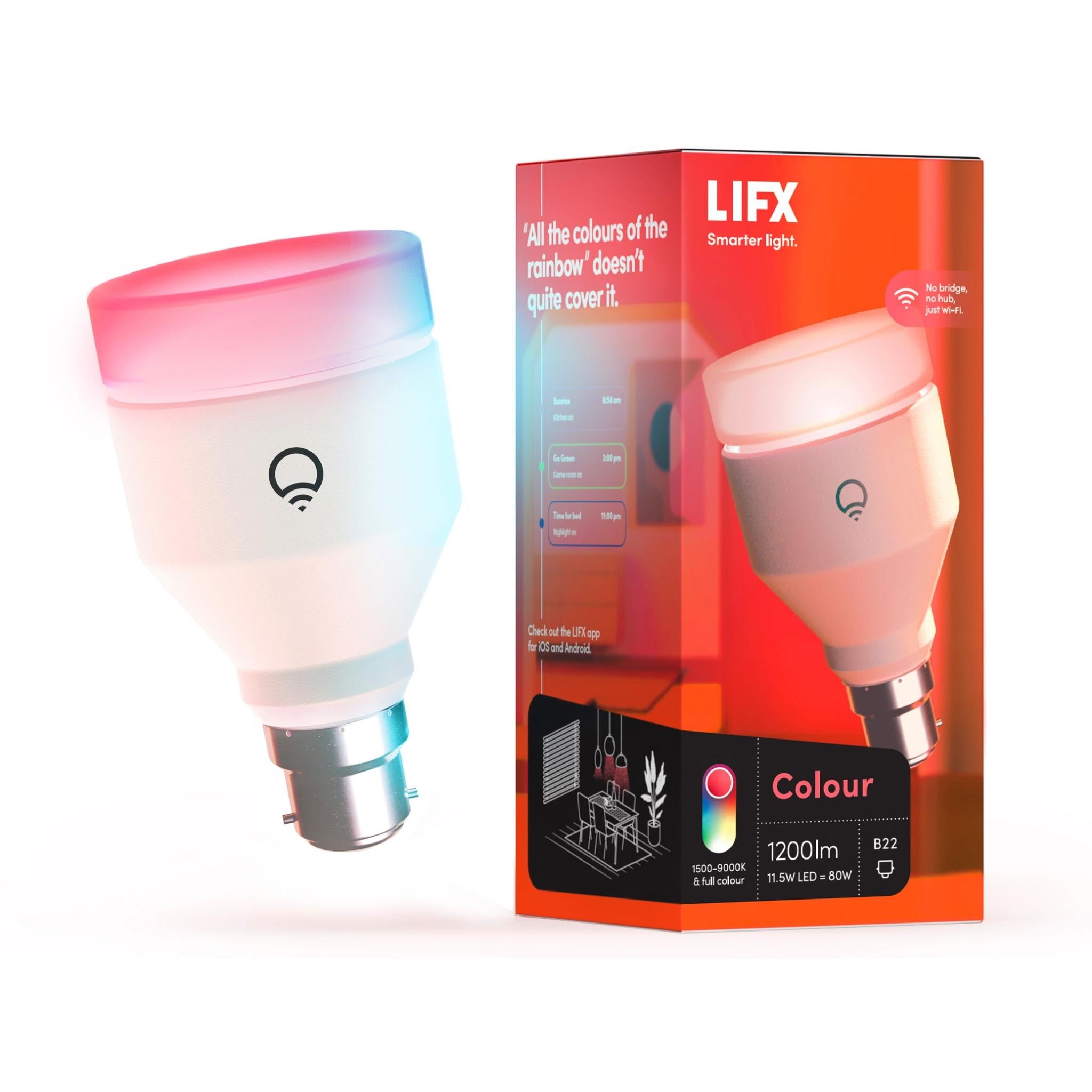lifx colour a60 1200lm b22 smart bulb