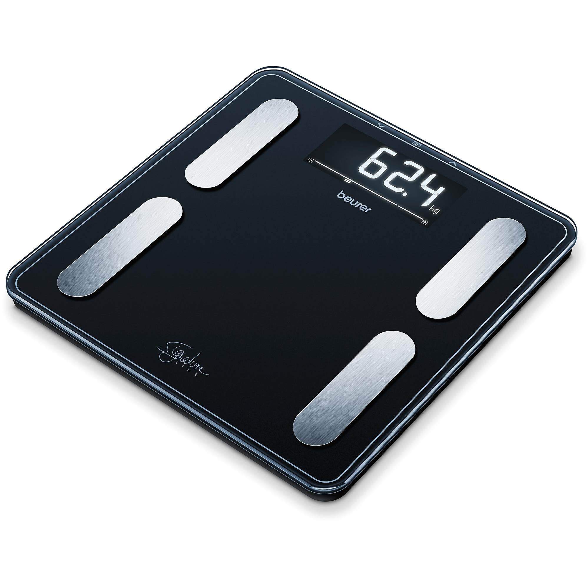 beurer bf400b signature line digital glass body fat scale (black)