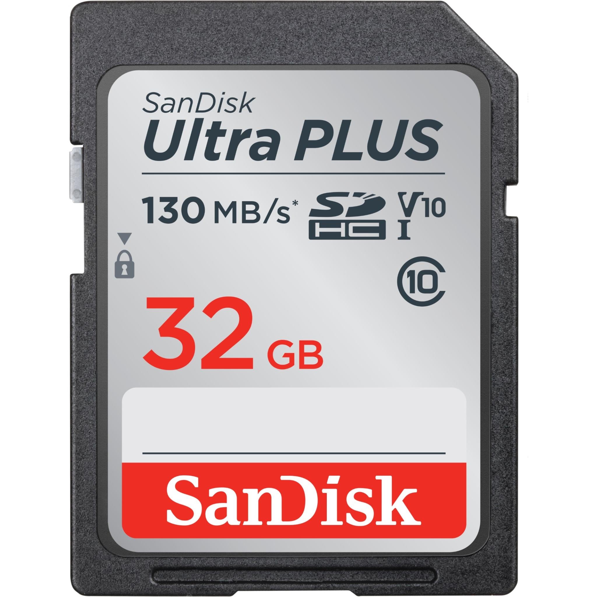 sandisk ultra plus sdhc 32gb 130mb/s memory card