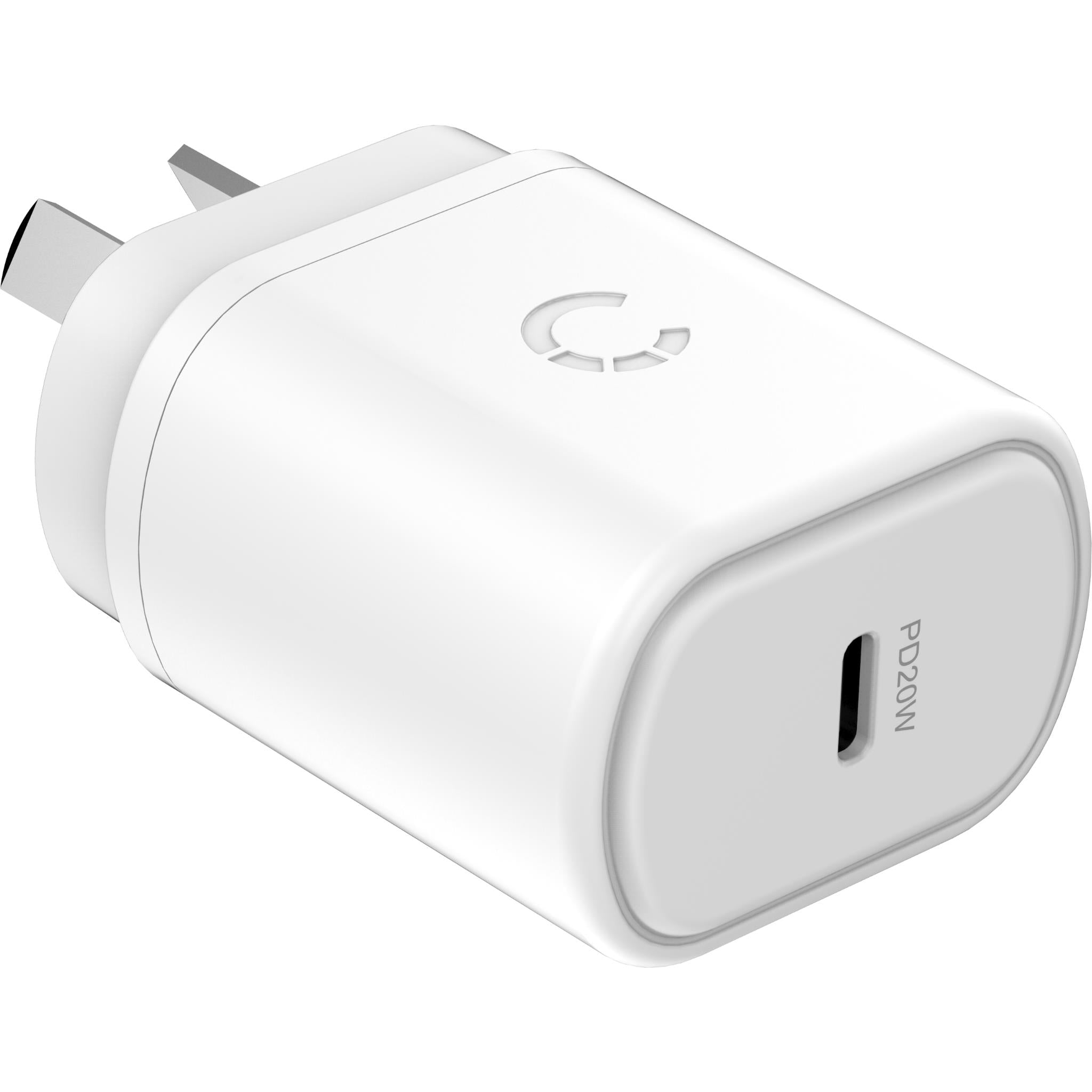 cygnett powerplus 20w usb-c pd wall charger (white)