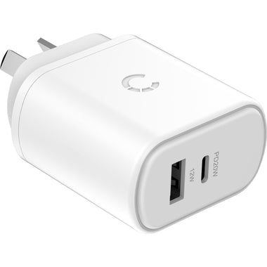 Cygnett PowerPlus 32W USB-C PD Dual Port Wall Charger (White) - JB Hi-Fi
