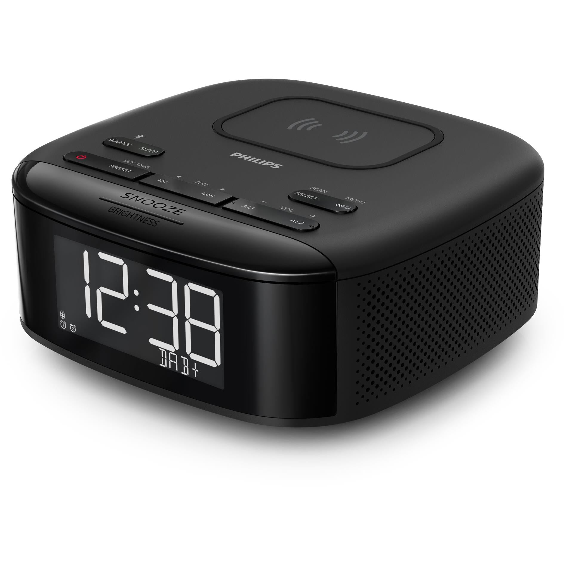 philips dab/fm alarm clock radio with qi wireless charging