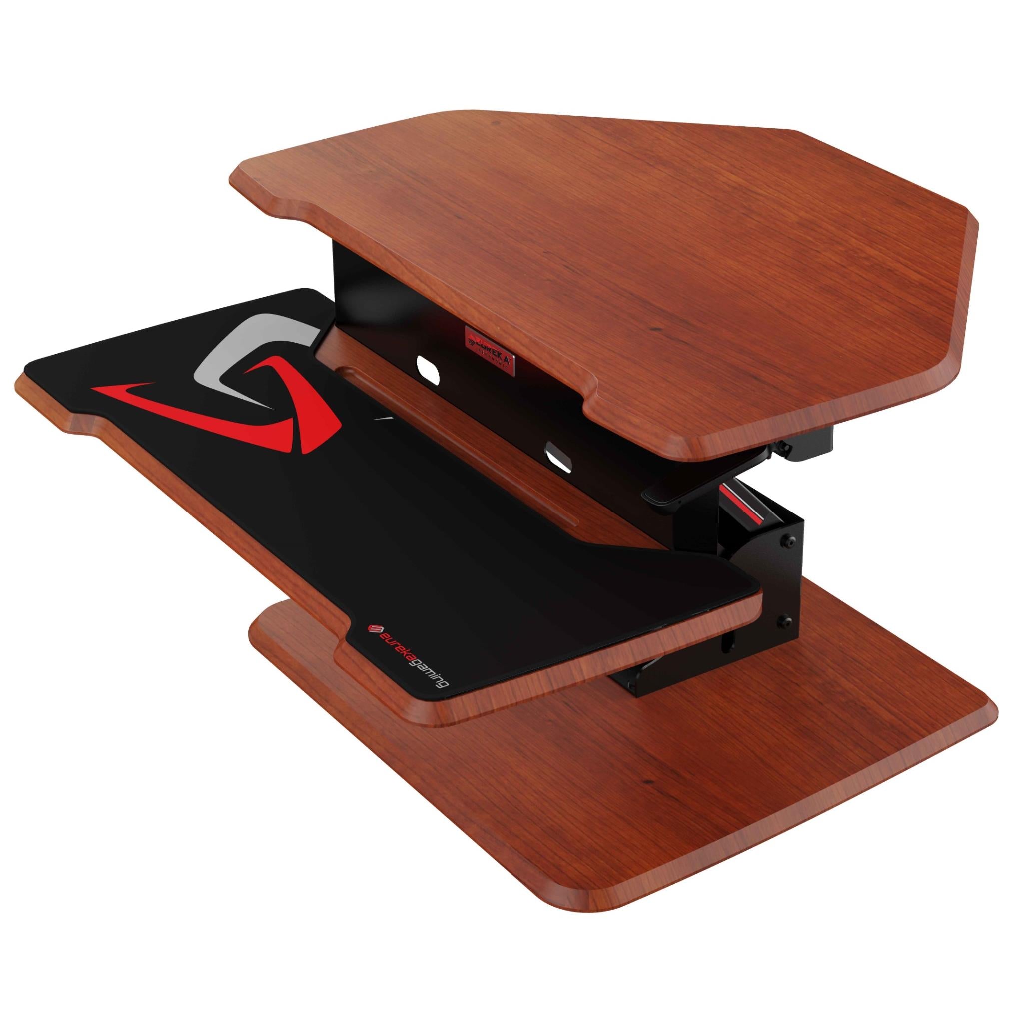 eureka ergonomic height adjustable gaming  sit stand office desk 28'' (chocolate)