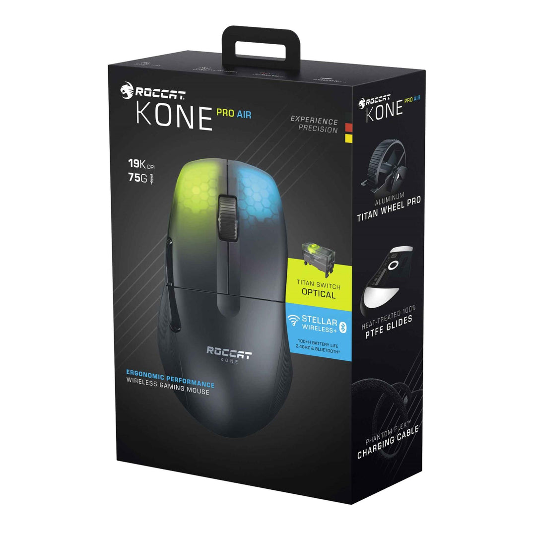 Roccat Kone Pro Air Ergonomic Performance Wireless Gaming Mouse With Rgb Lighting Black Jb Hi Fi