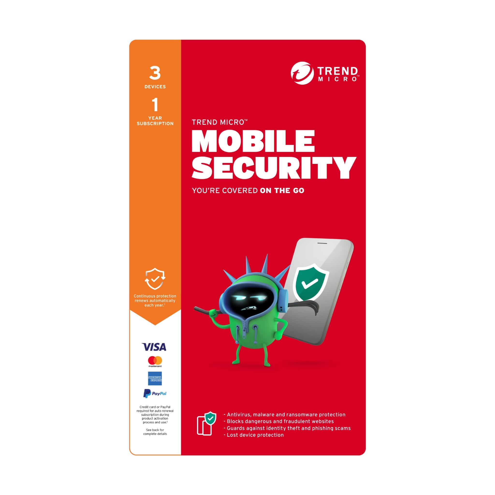 trend micro mobile security (3 device, 1 year)