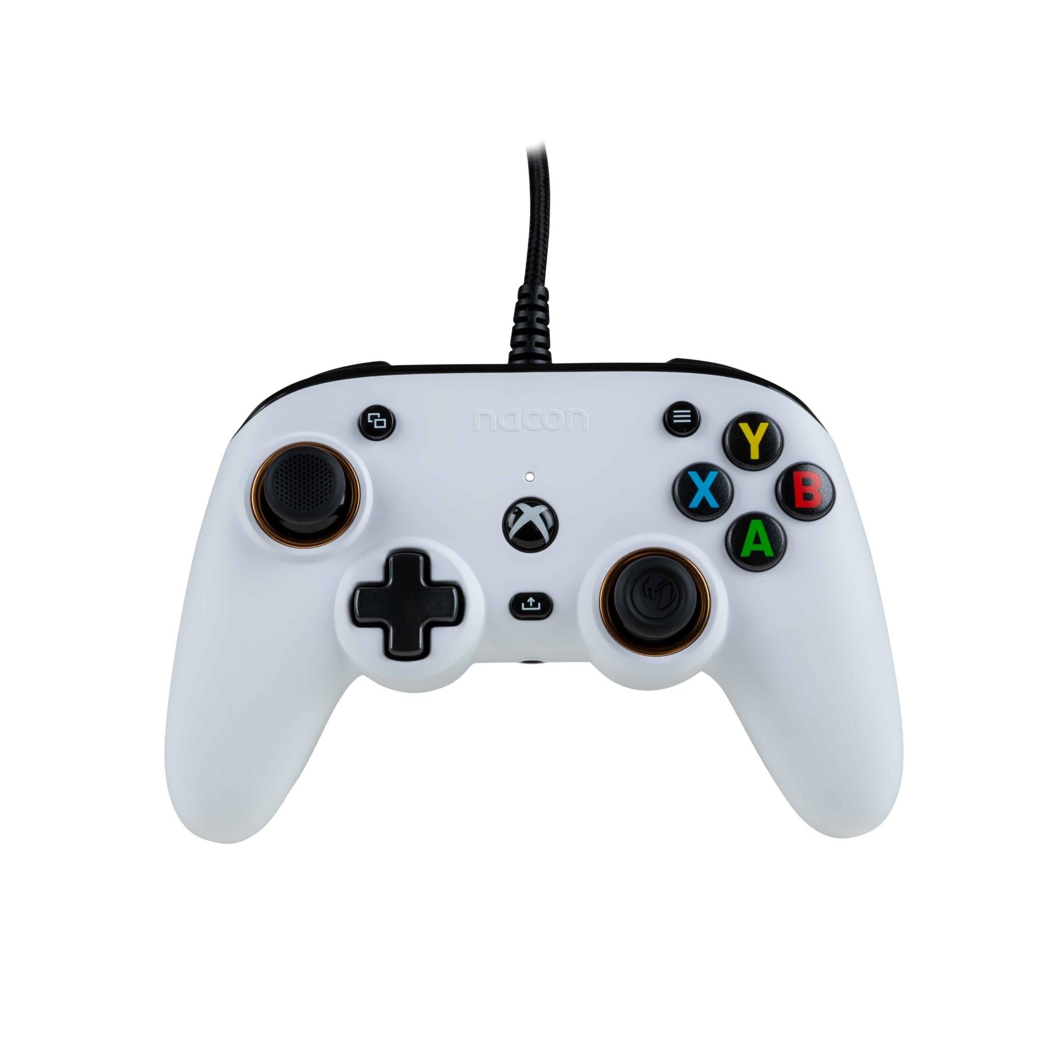 rig nacon pro compact wired controller for xbox series x|s and xbox one (white)