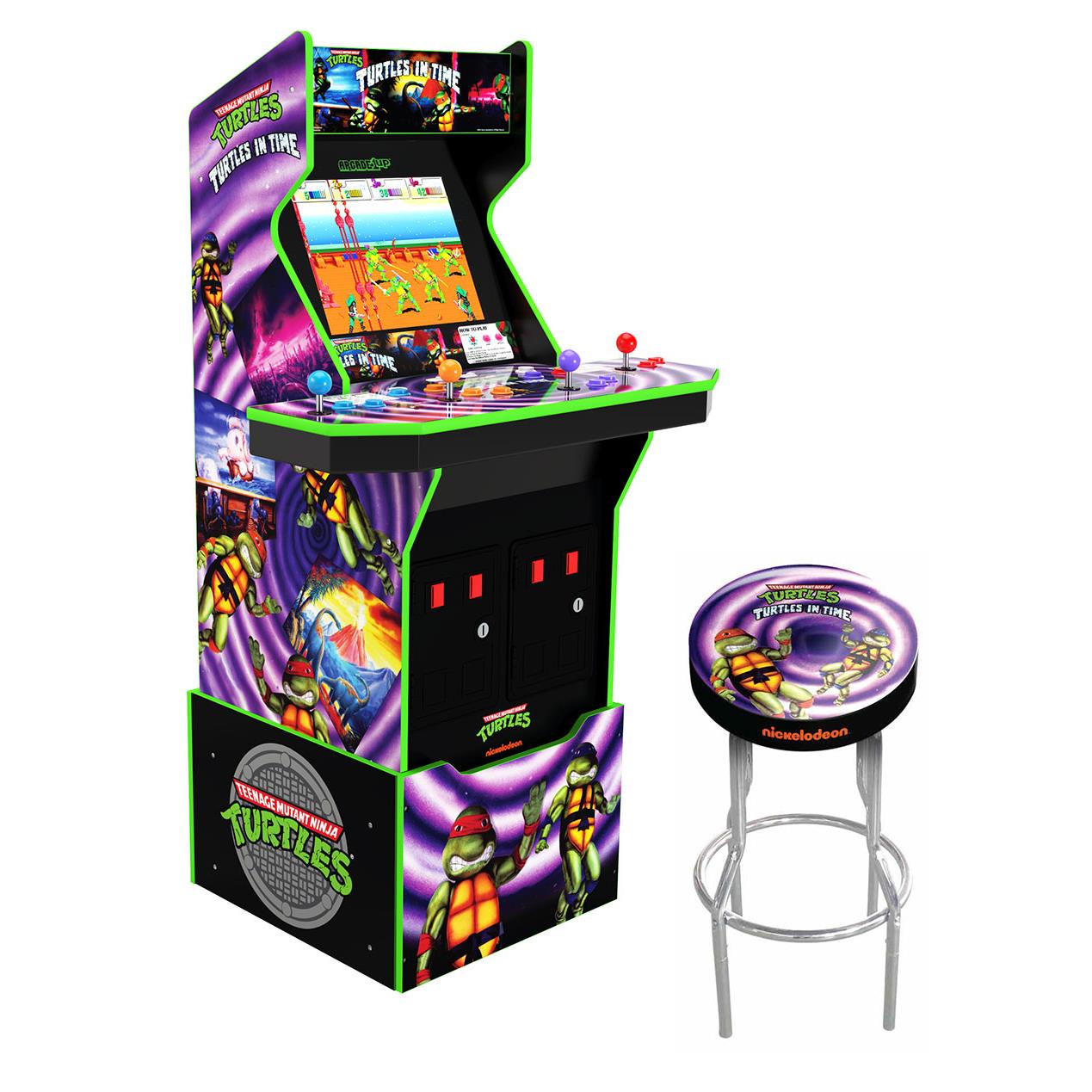 arcade1up teenage mutant ninja turtles edition arcade cabinet with exclusive licensed stool