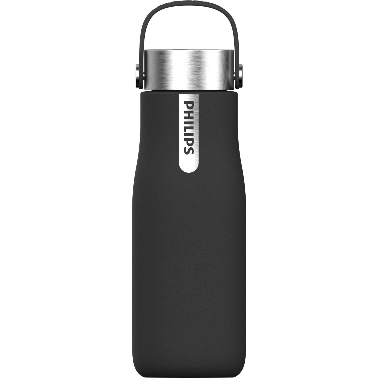 philips gozero 590ml smart uv water bottle (black)