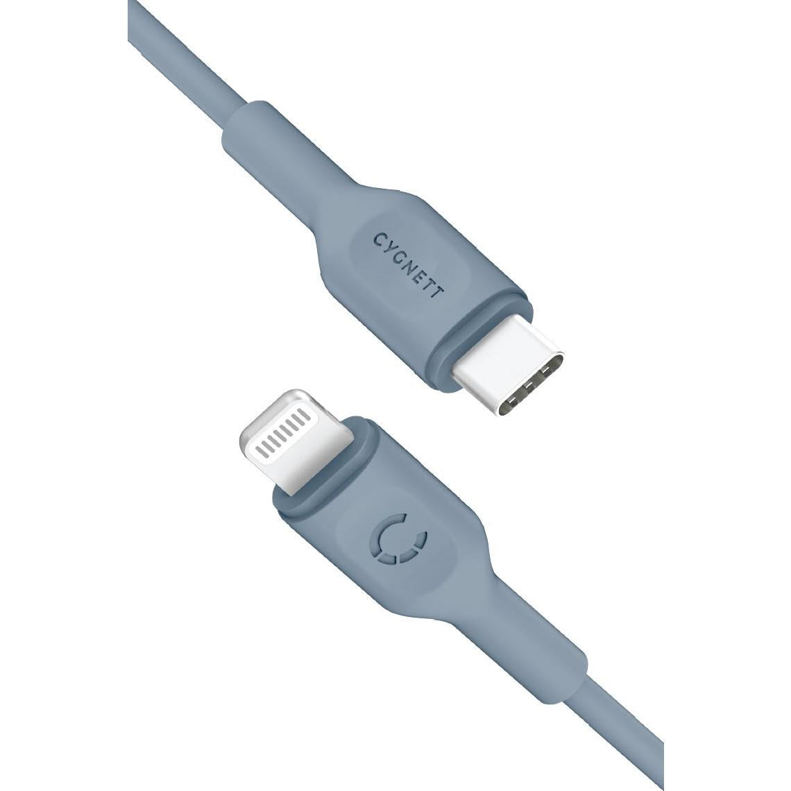 cygnett charge & connect lightning to usb-c cable 1.2m (blue)