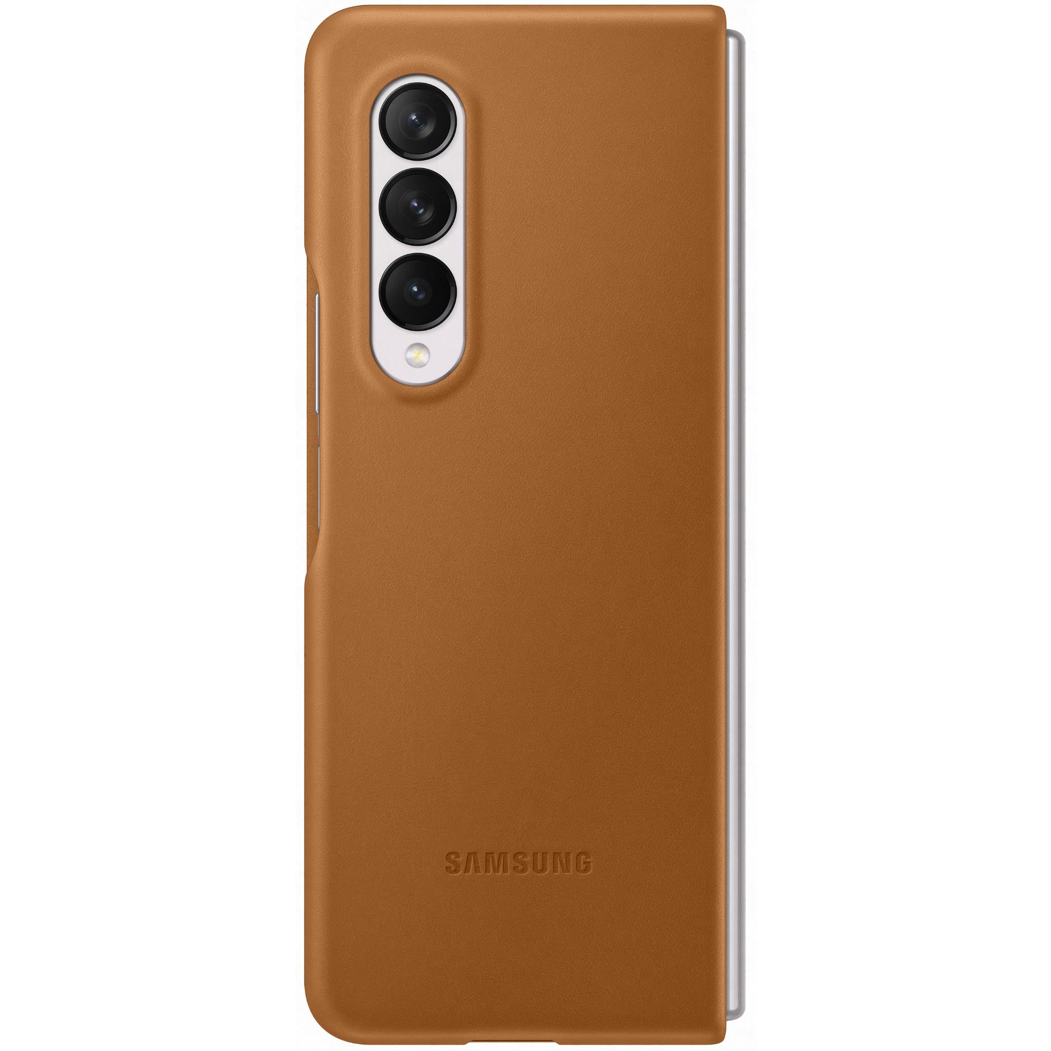 samsung leather cover for galaxy z fold3 (camel)