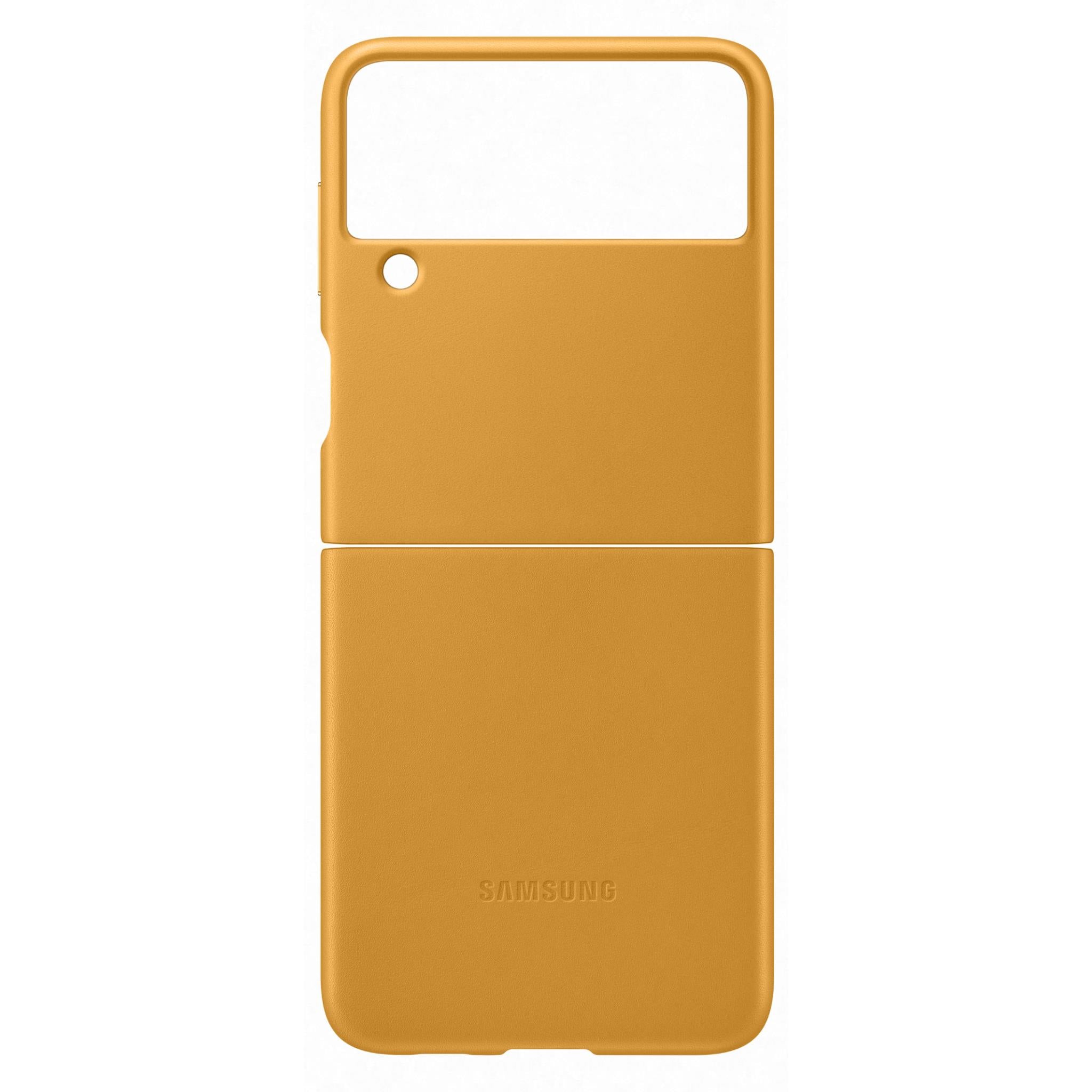 samsung leather cover for galaxy z flip3 (mustard)