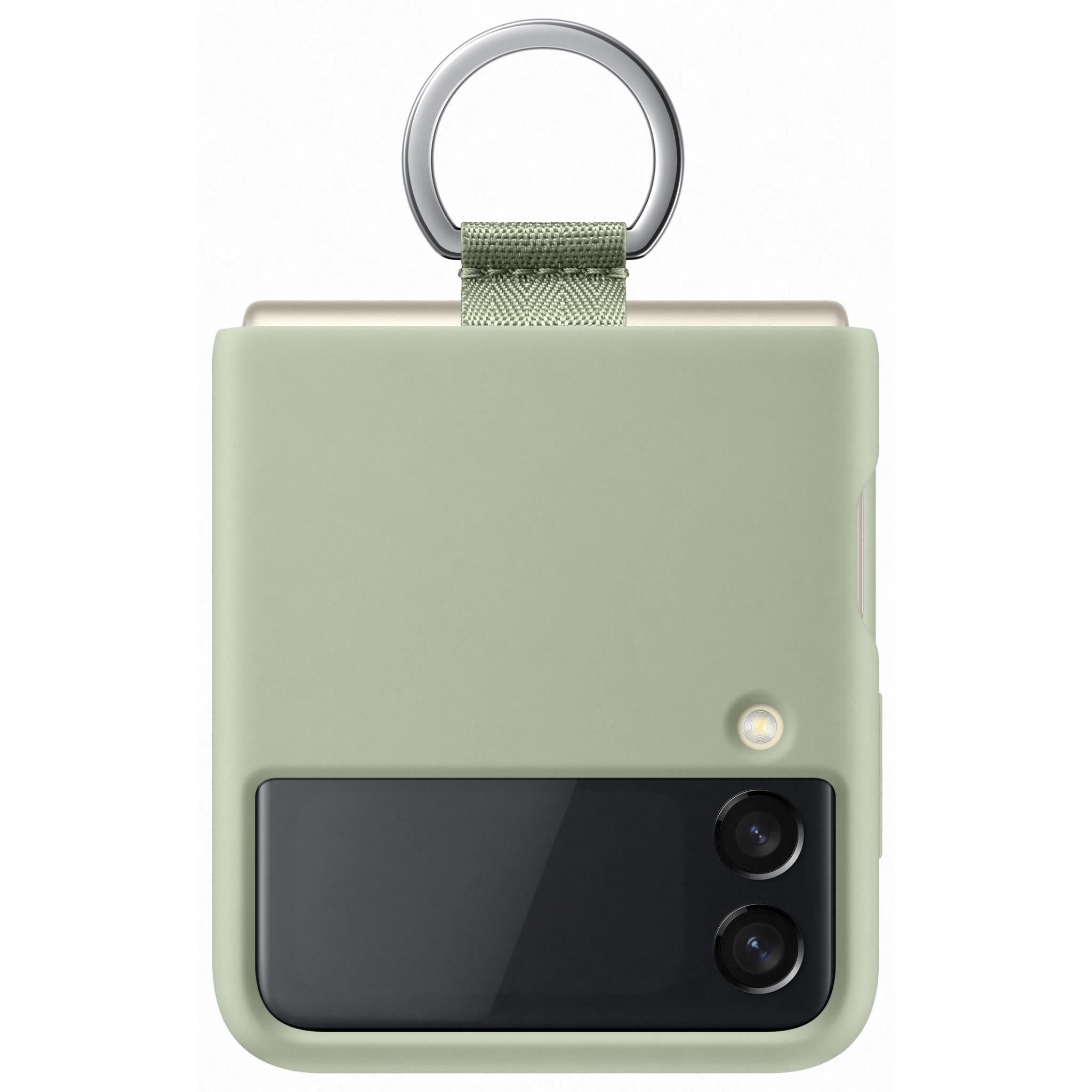 samsung silicone cover with ring for galaxy z flip3 (olive green)