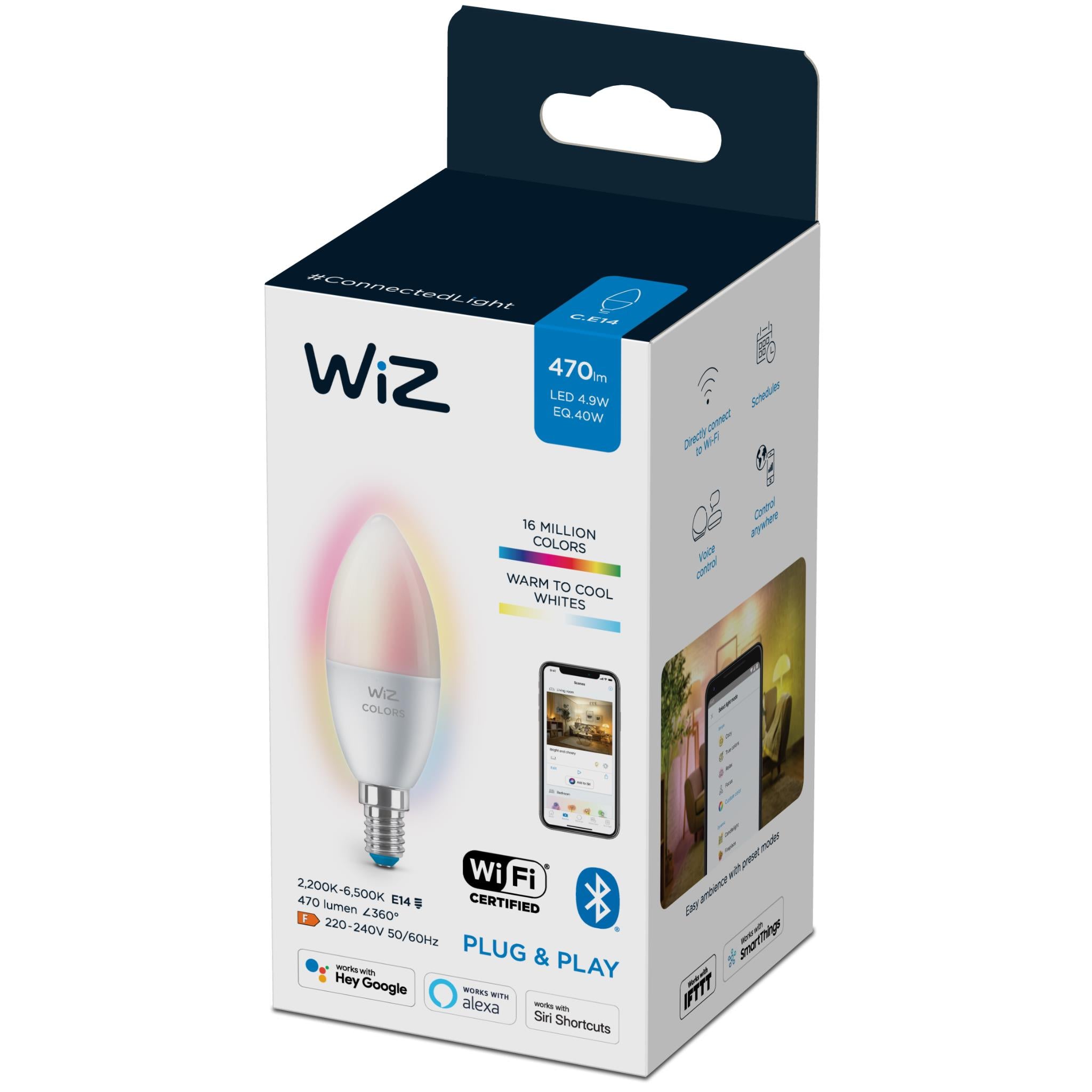 wiz colour candle e14 smart bulb