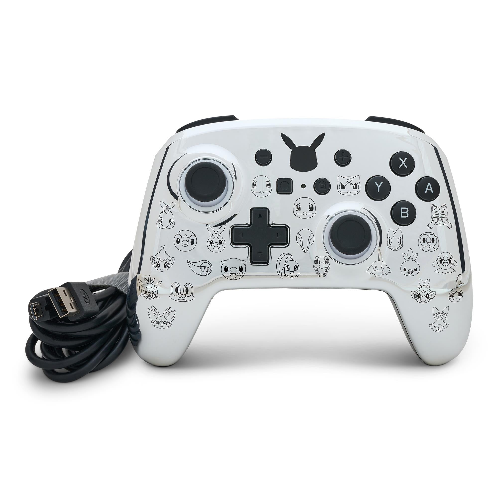 powera enhanced wired controller for nintendo switch (pikachu black & silver)