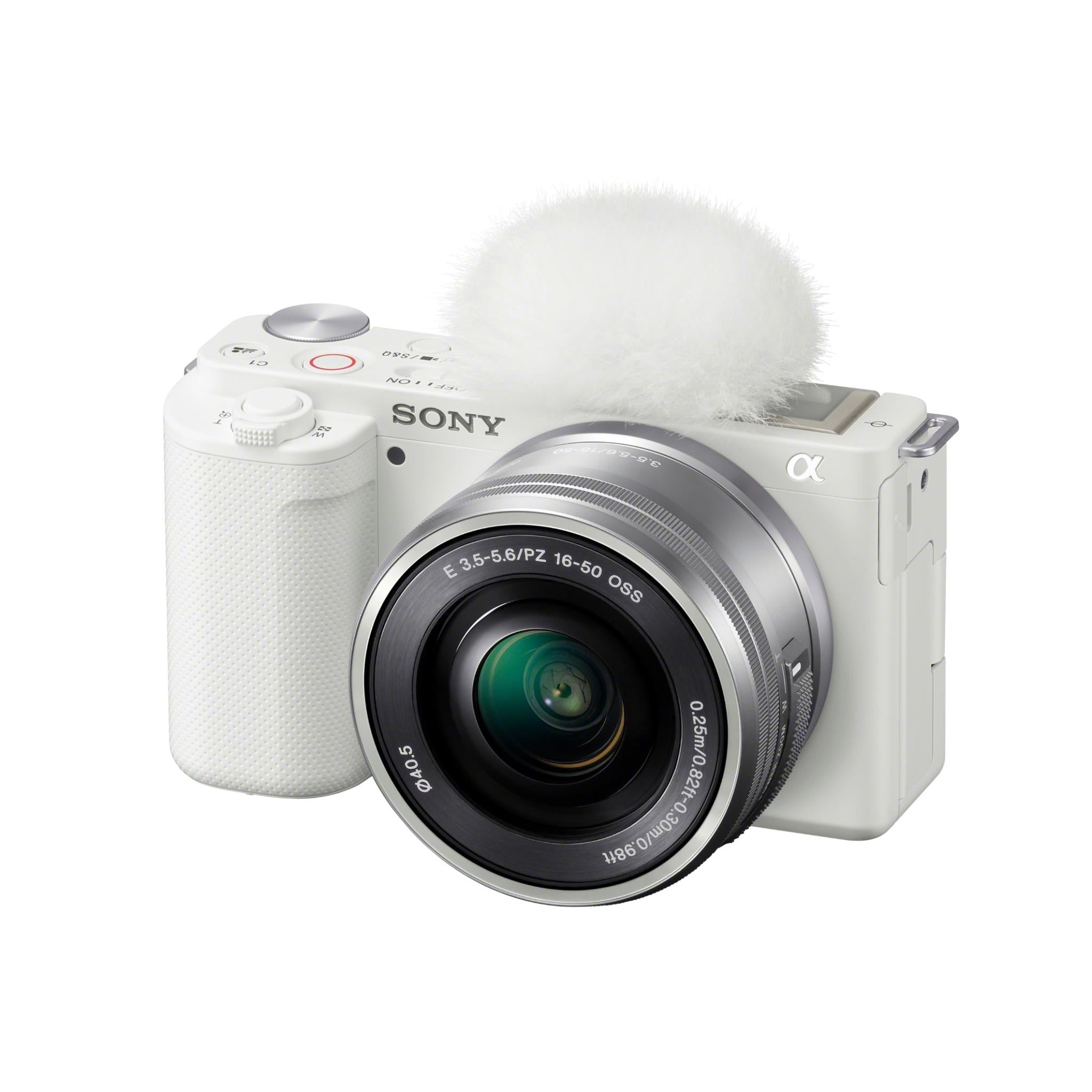 sony zv-e10 mirrorless vlog camera with 16-50mm lens kit (white)