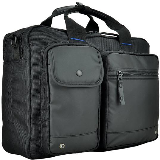 agva resilient 16" double zip laptop briefcase bag (black)