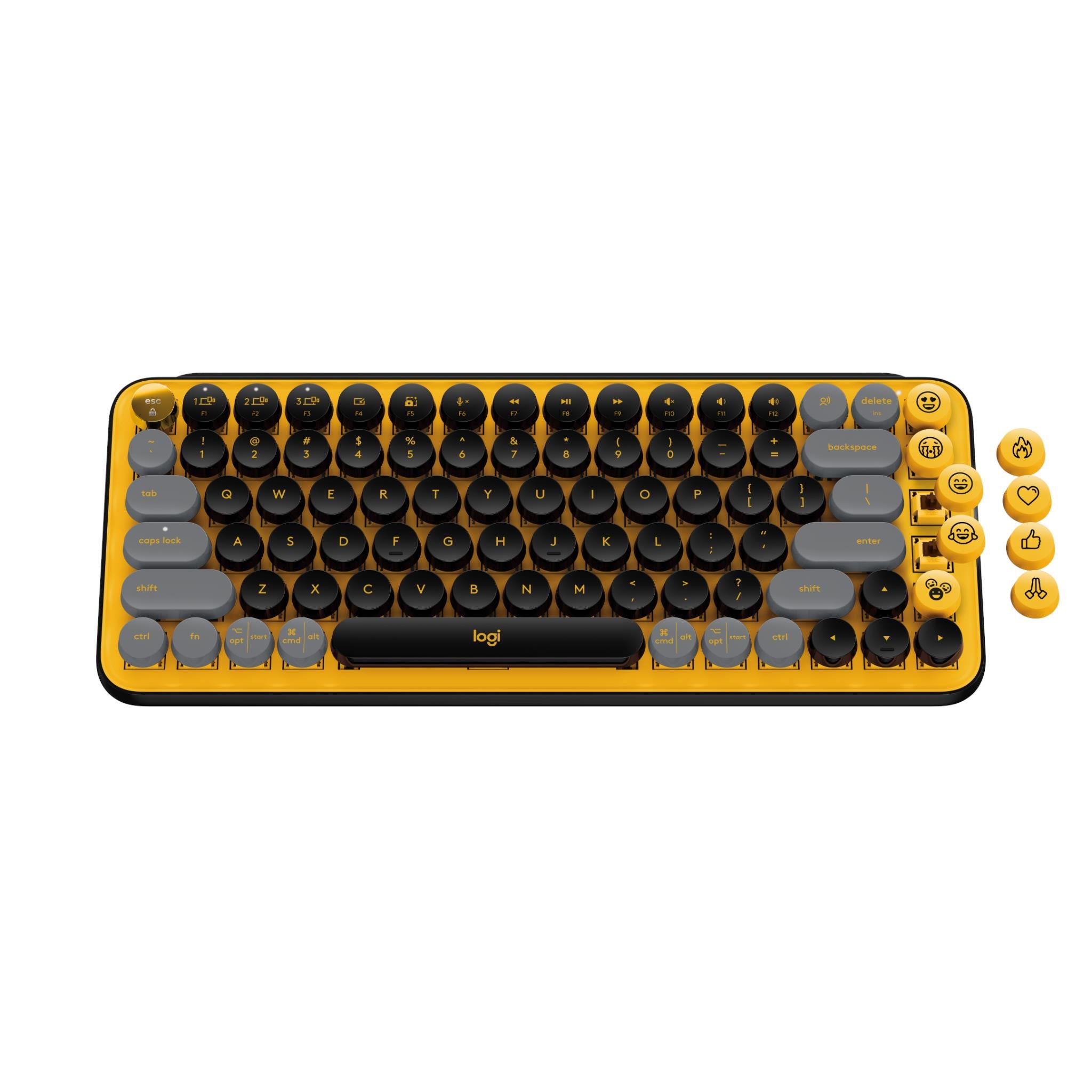 logitech pop keys wireless mechanical keyboard with emoji keys (blast yellow)