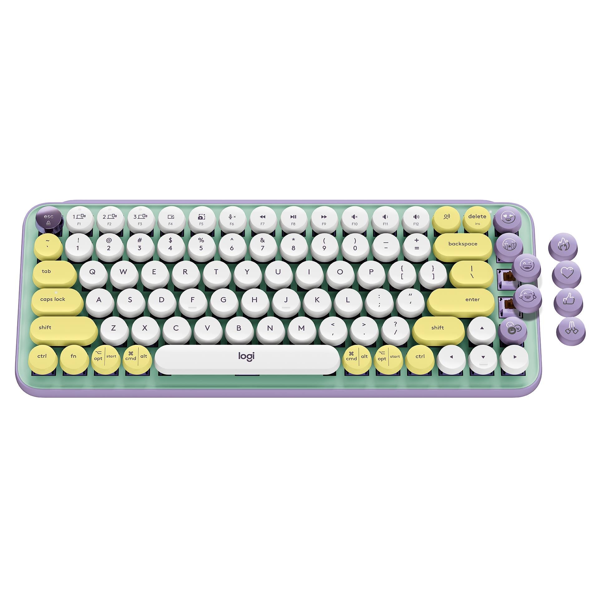 logitech pop keys wireless mechanical keyboard with emoji keys (daydream mint)