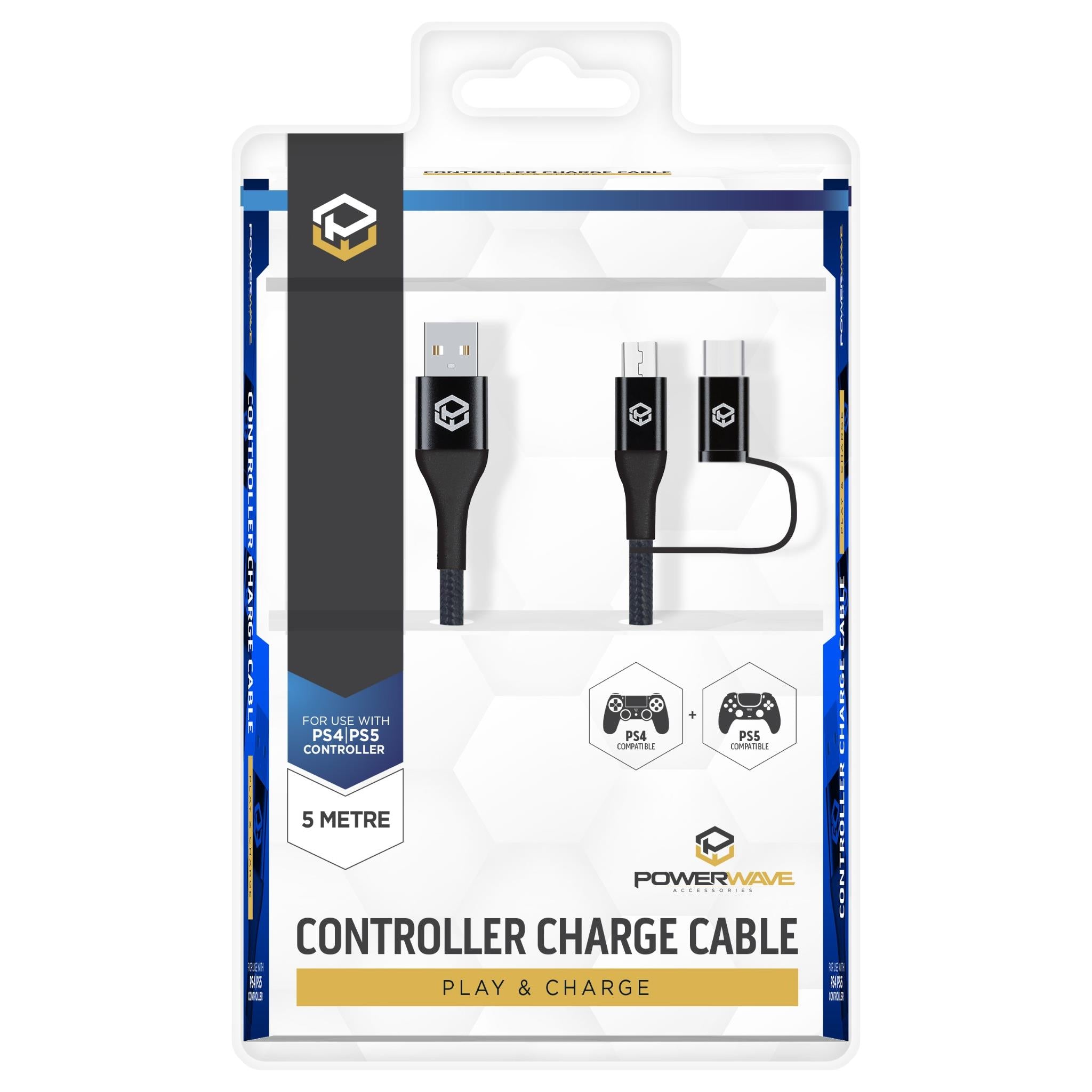 powerwave 5m controller charge cable for playstation