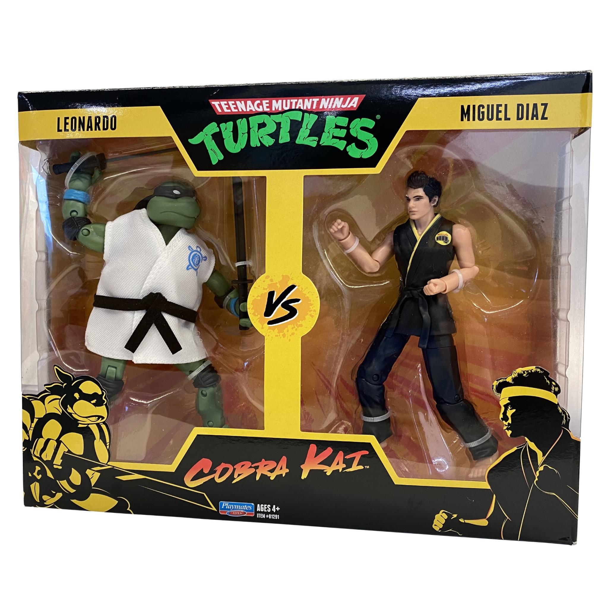 teenage mutant ninja turtles vs cobra kai 2-pack 6" figure leonardo vs miguel diaz