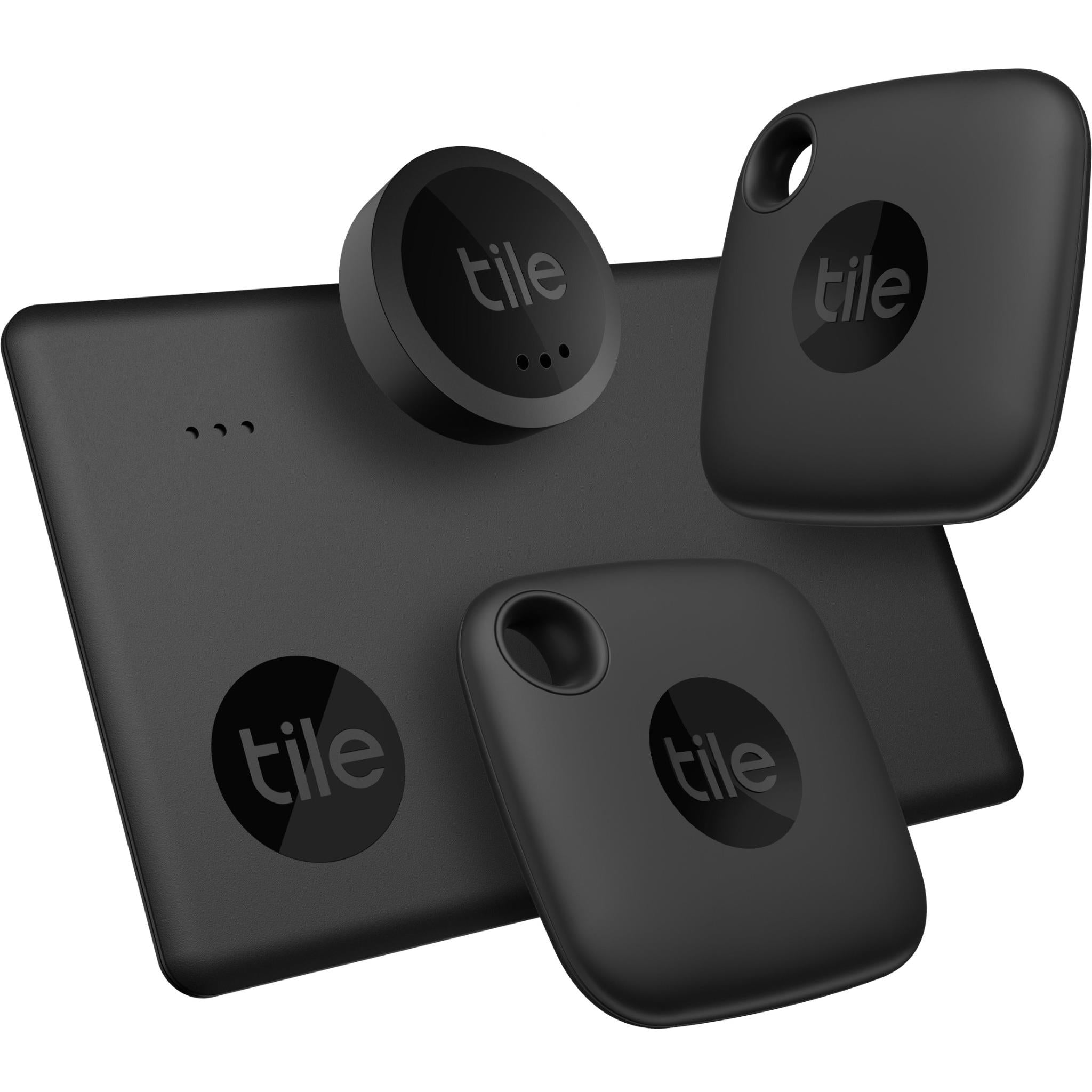 tile mate essentials tracker pack (black) 4 pack