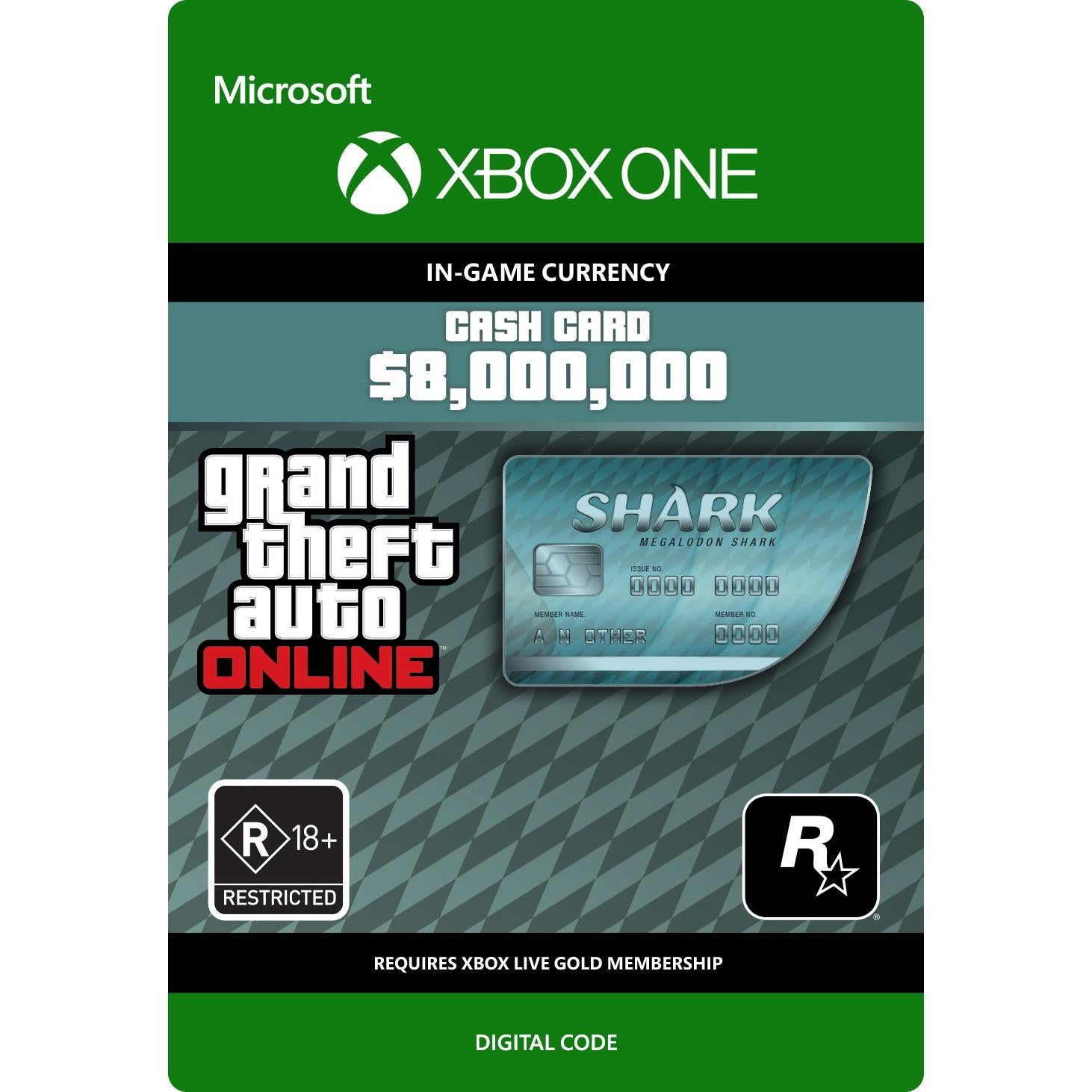 grand theft auto online - $8,000,000 great white shark card (digital download)
