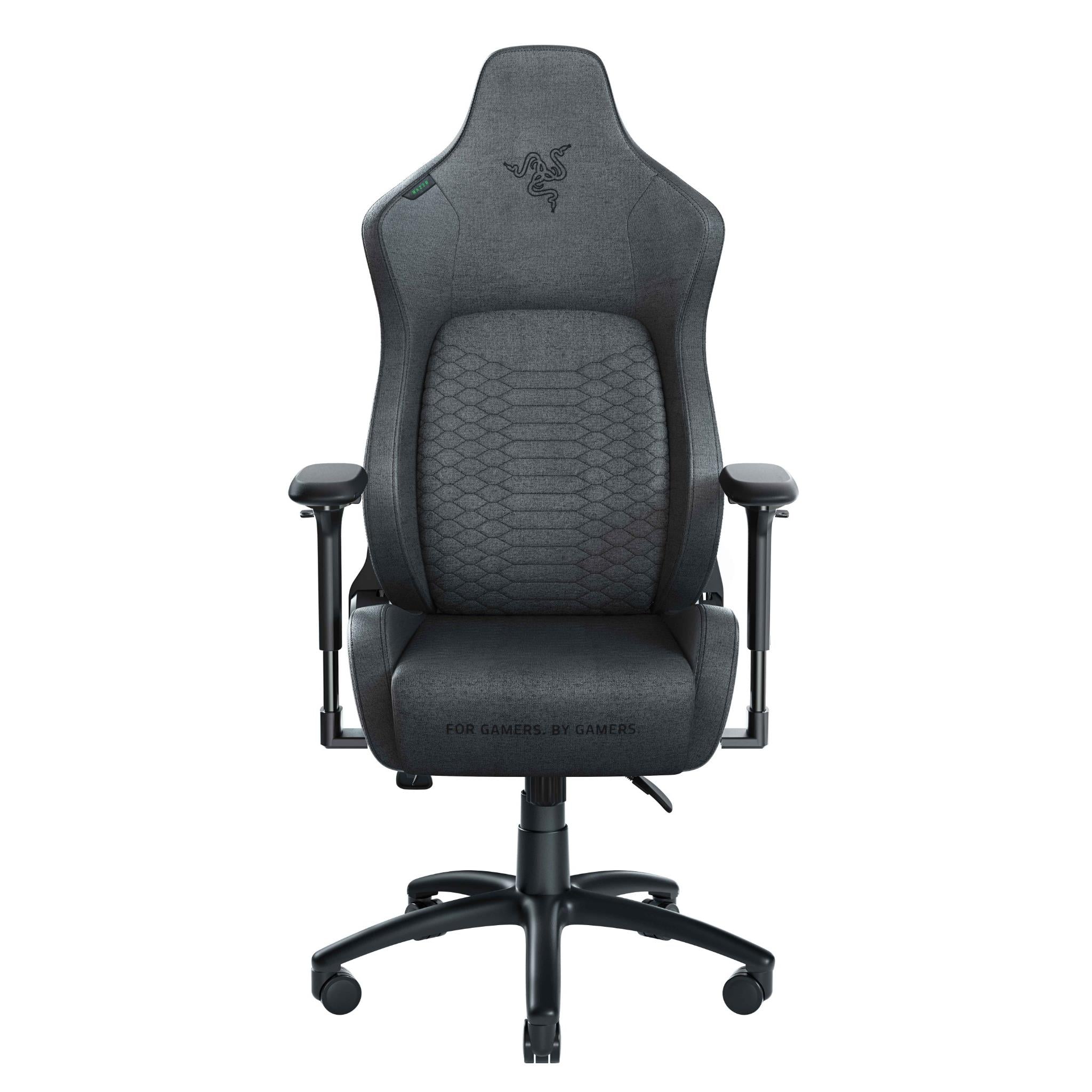 razer iskur dark gray fabric gaming chair with built in lumbar support
