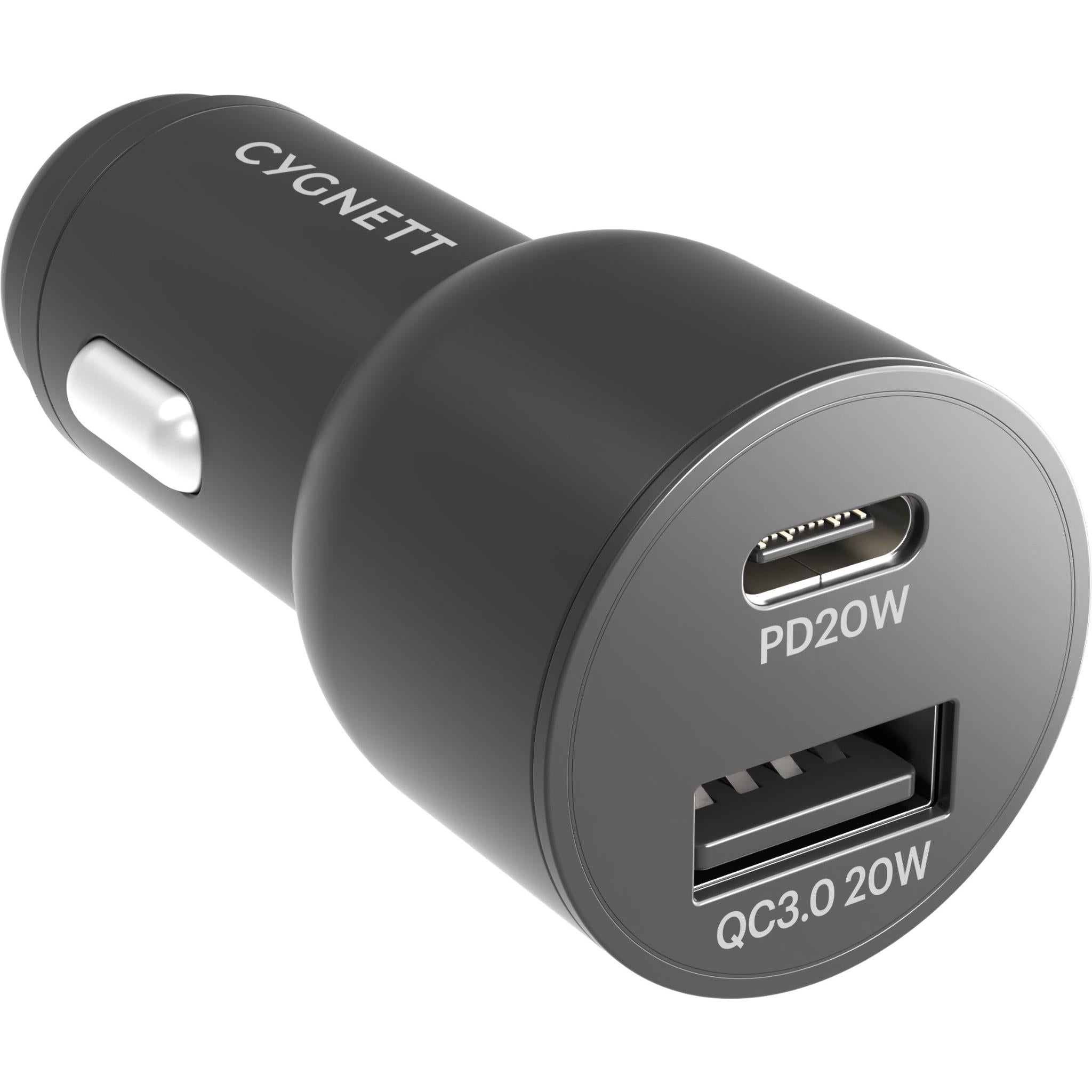 cygnett carpower 20w dual port usb-c/a car charger