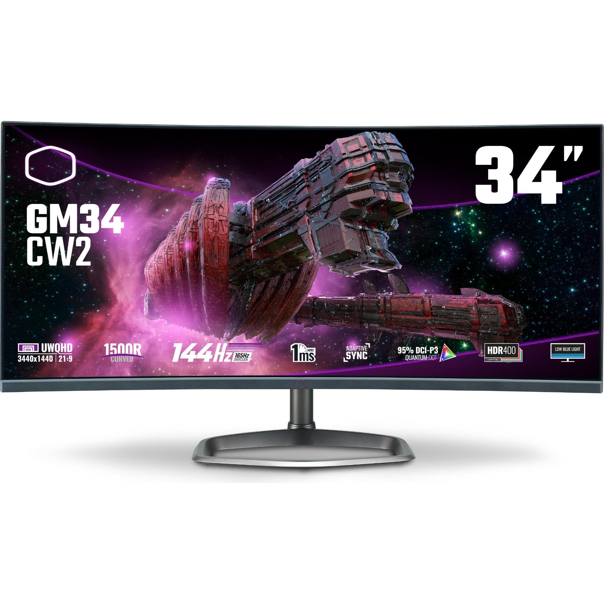 cooler master gm34-cw2 34" uwqhd 165hz curved gaming monitor