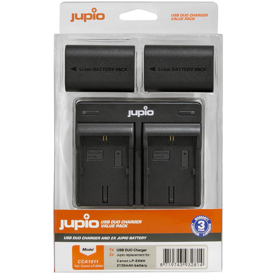 jupio canon lp-e6nh batteries & dual charger kit