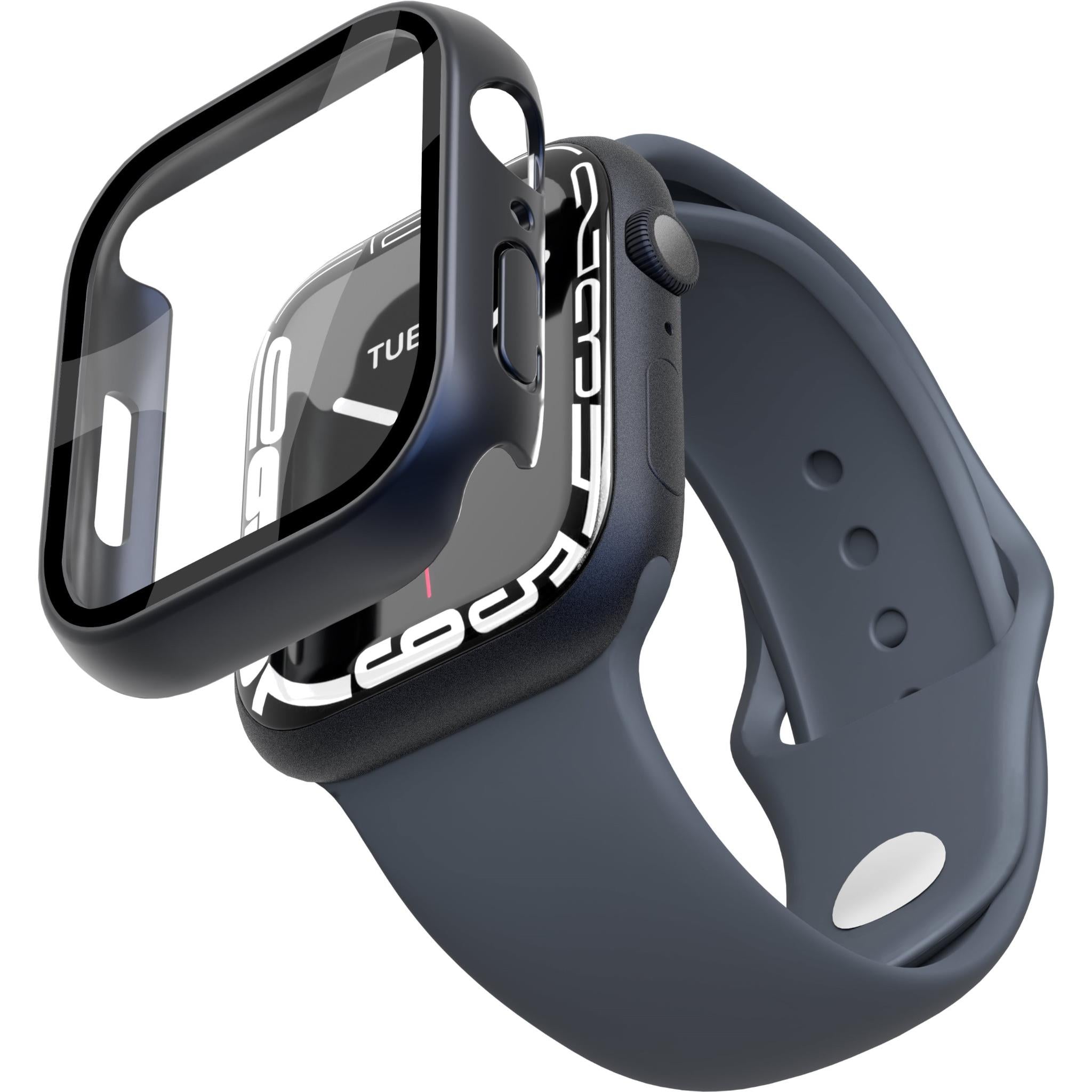 cygnett eagleshield case with screen protector for apple watch 7/8/9 41mm (black)