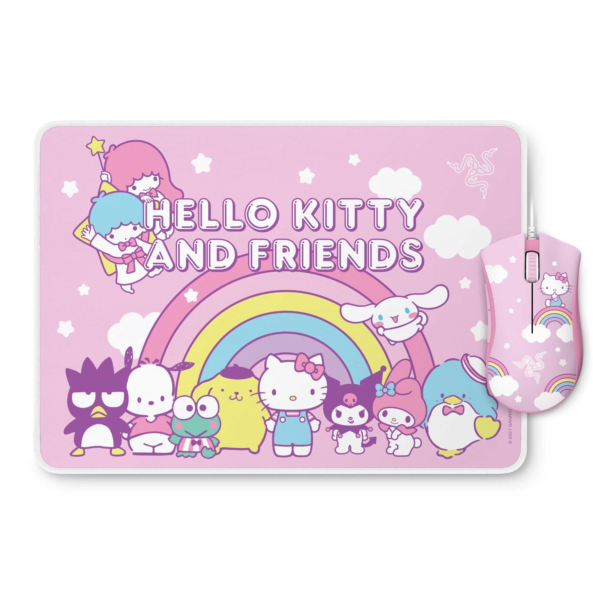 razer deathadder essential & goliathus mouse mat bundle hello kitty and friends edition