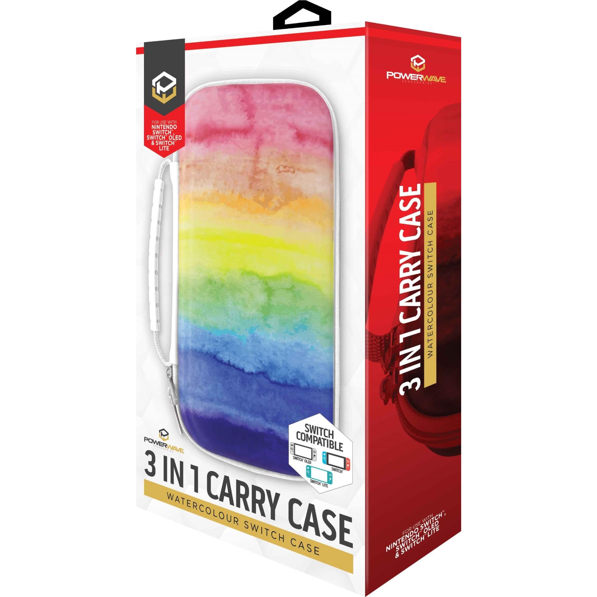 powerwave 3- in-1 carry case for nintendo switch (watercolour)