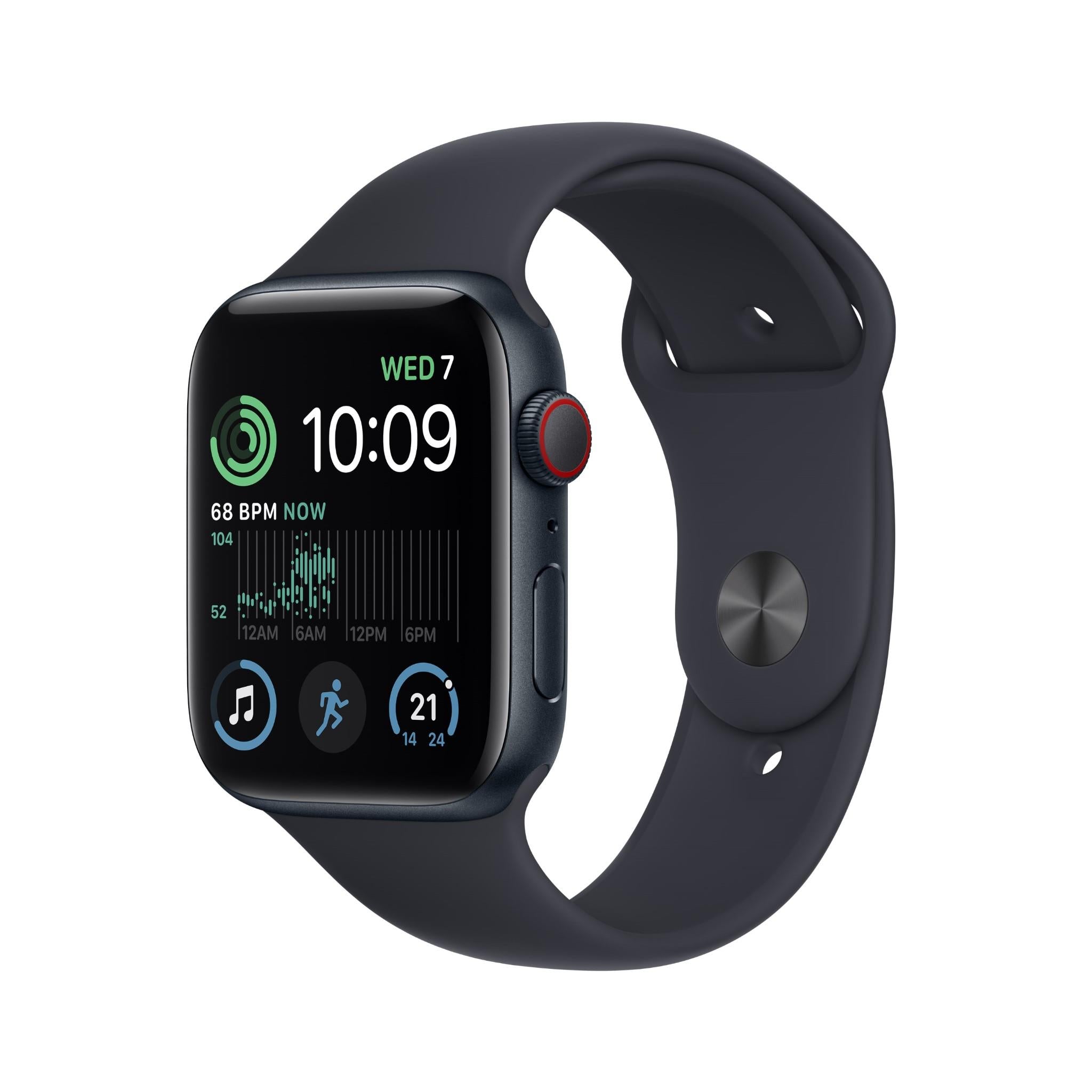 apple watch se 44mm midnight aluminium case gps + cellular [2022]