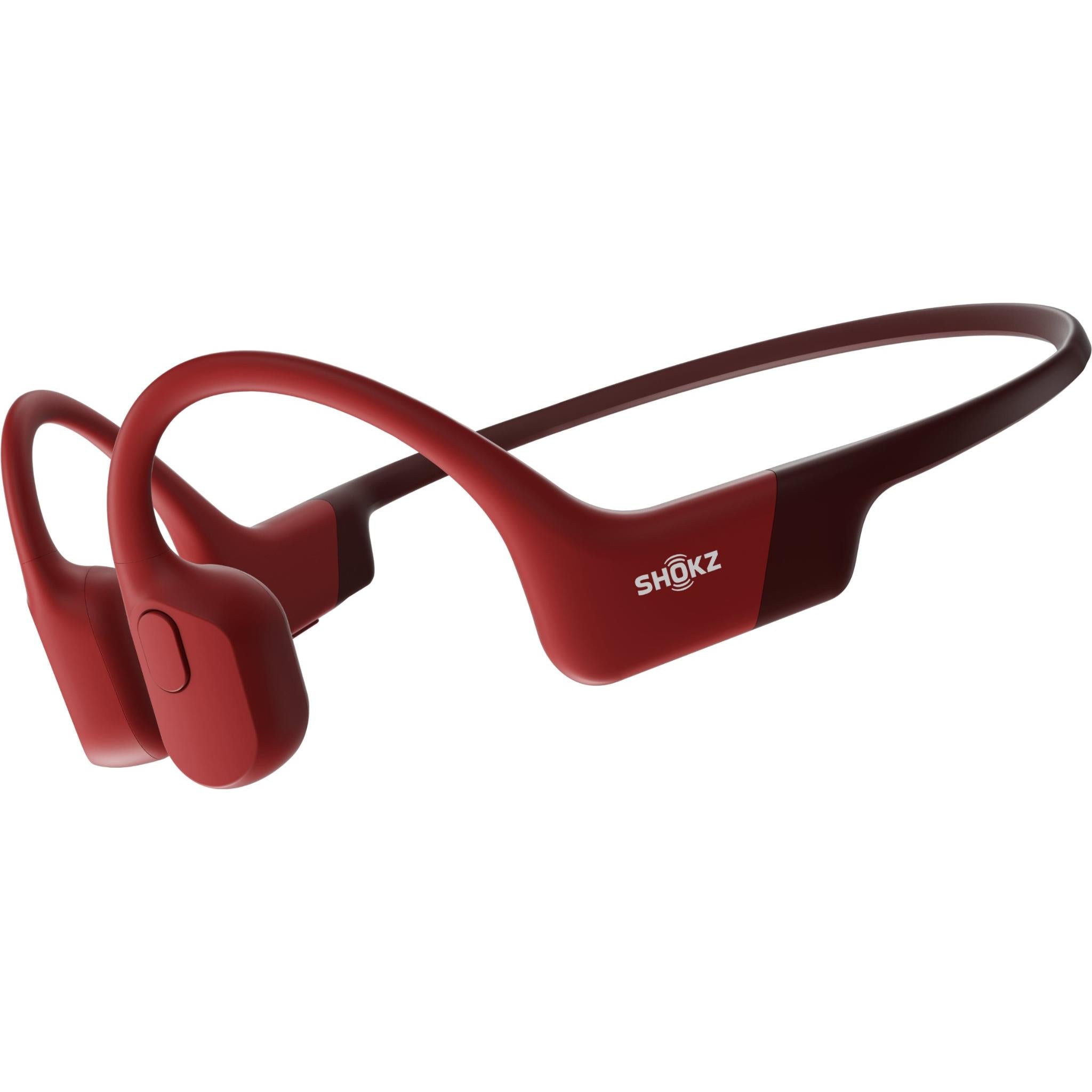 shokz openrun wireless open-ear headphones (red)