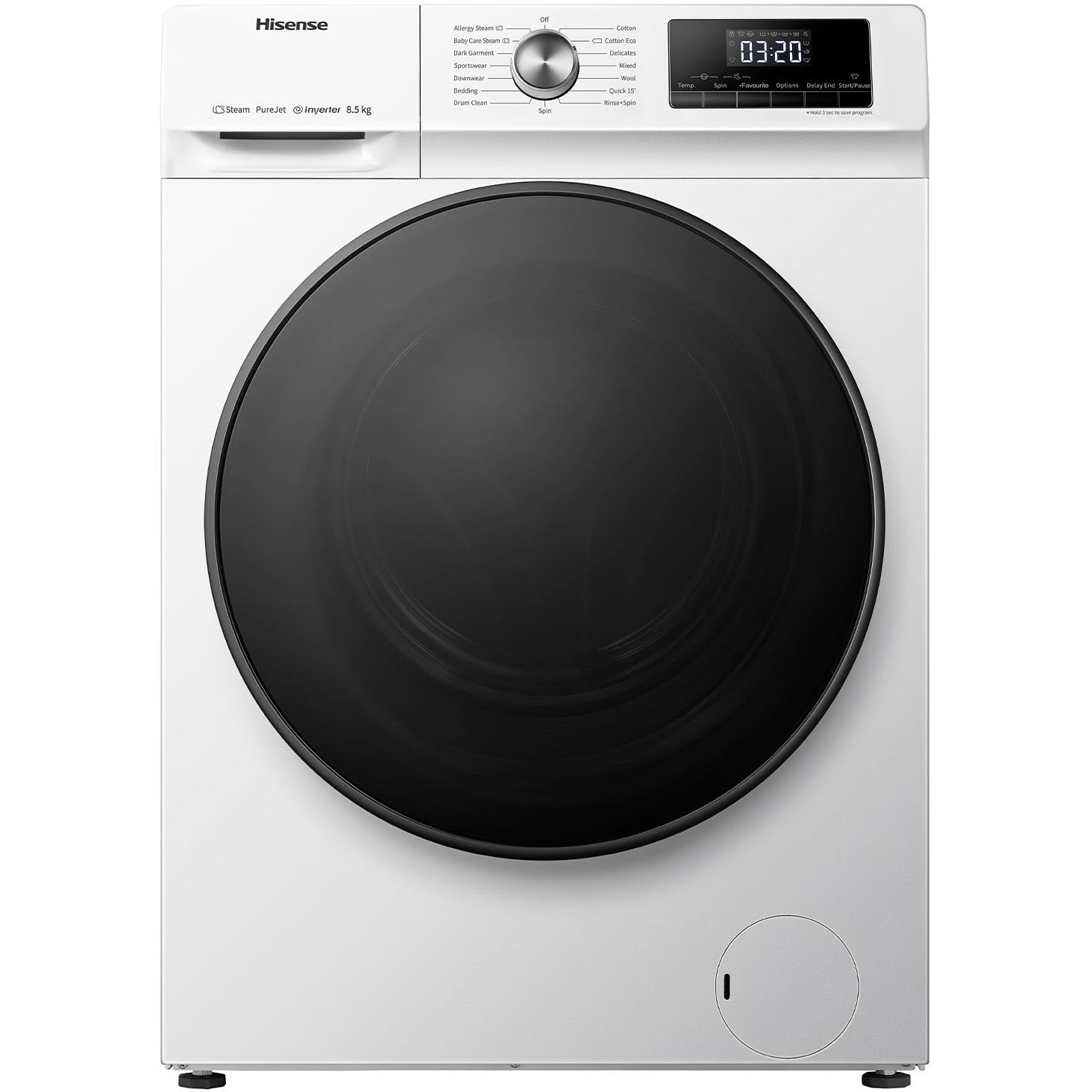 hisense hwfy8514 8.5kg front load washer (white)