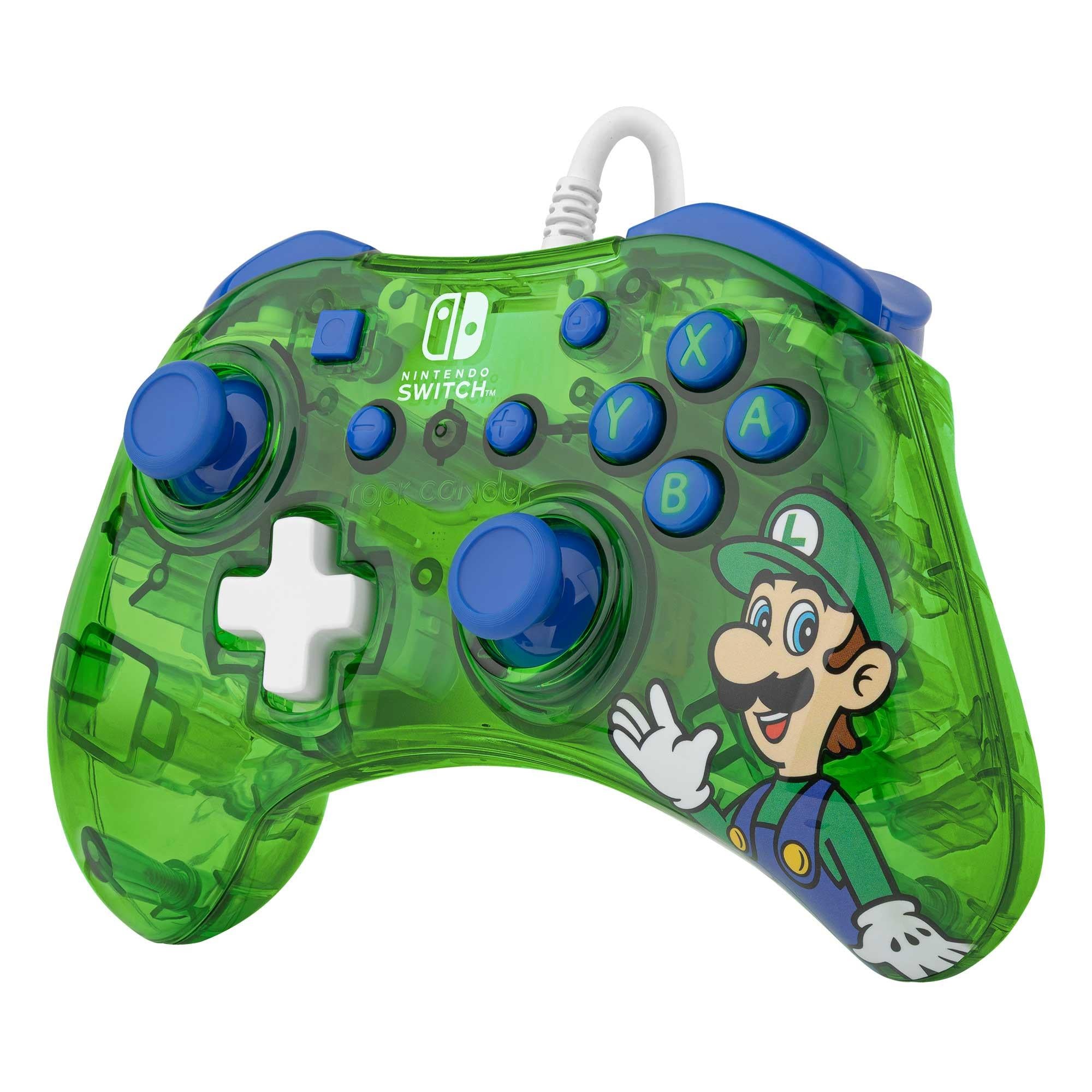 rock candy wired controller for nintendo switch luigi green