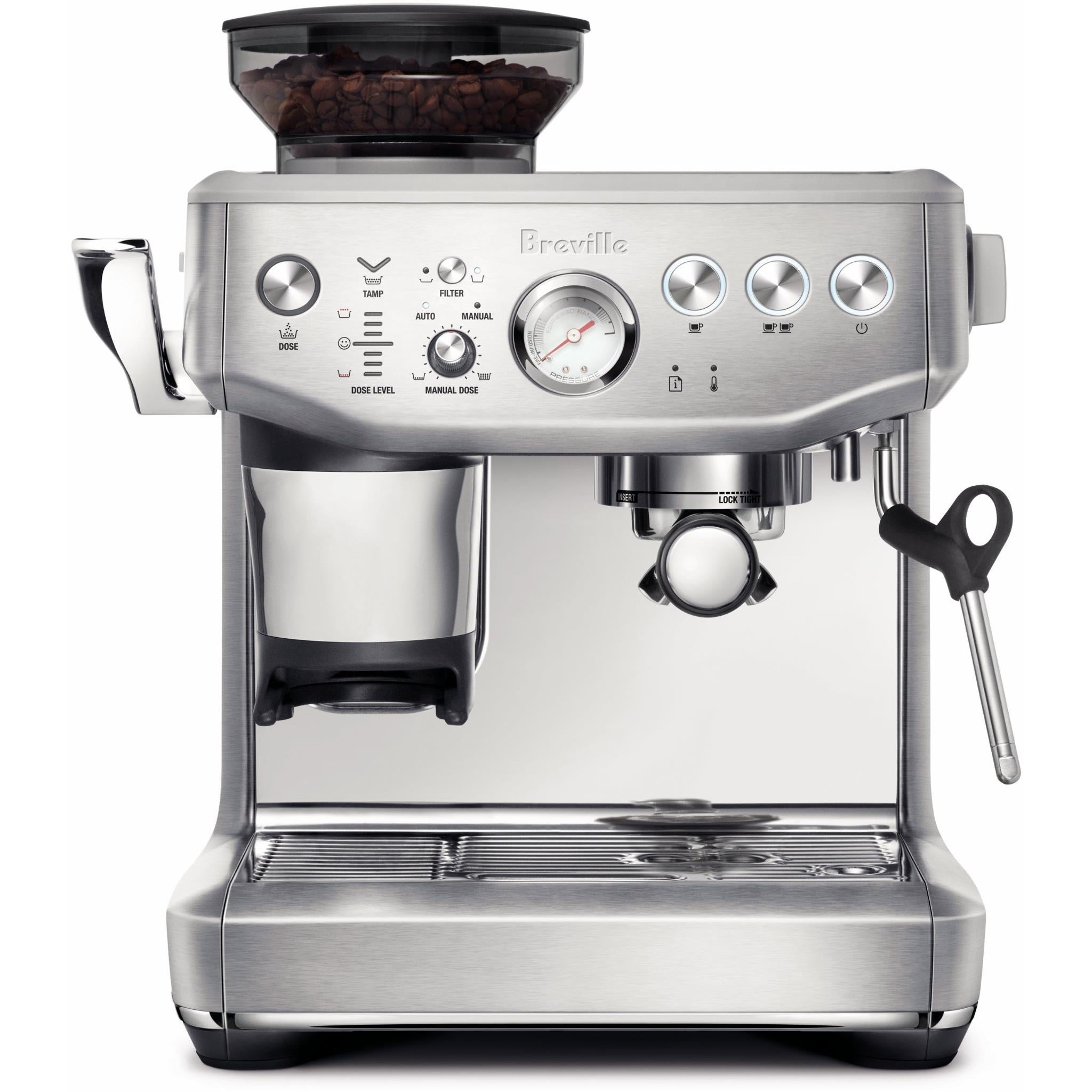 breville the barista express® impress manual coffee machine (stainless steel)