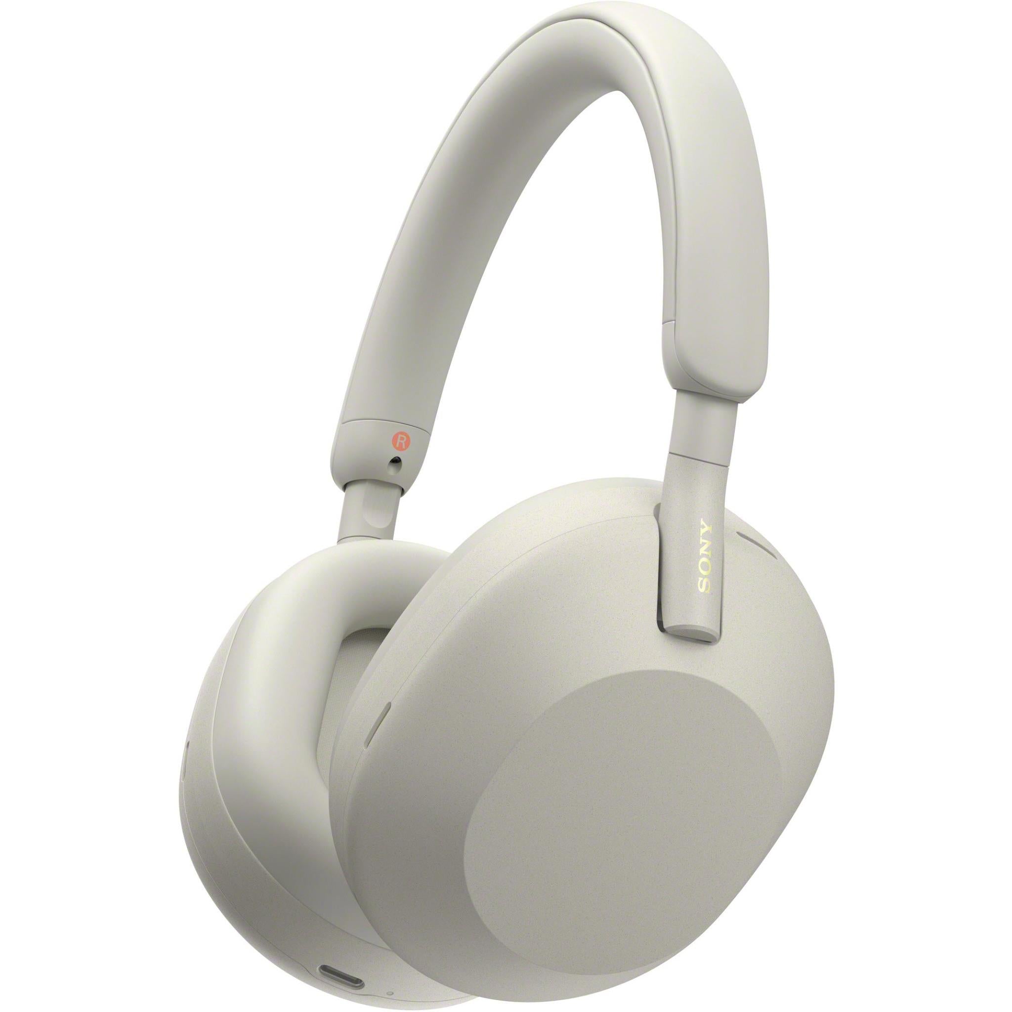 sony wh-1000xm5 premium noise cancelling wireless over-ear headphones (silver)