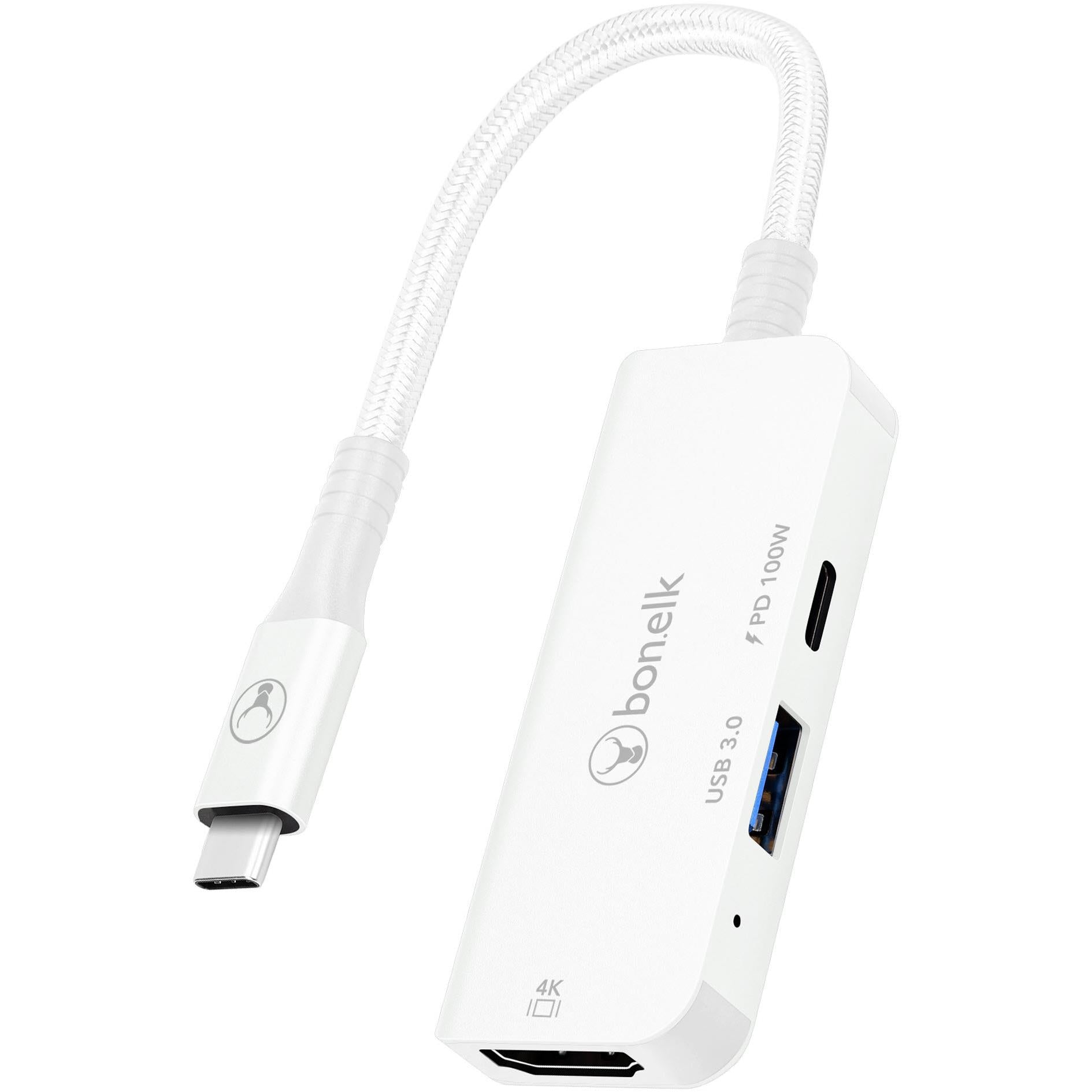 bonelk long-life usb-c 3 in 1 multiport hub (white)