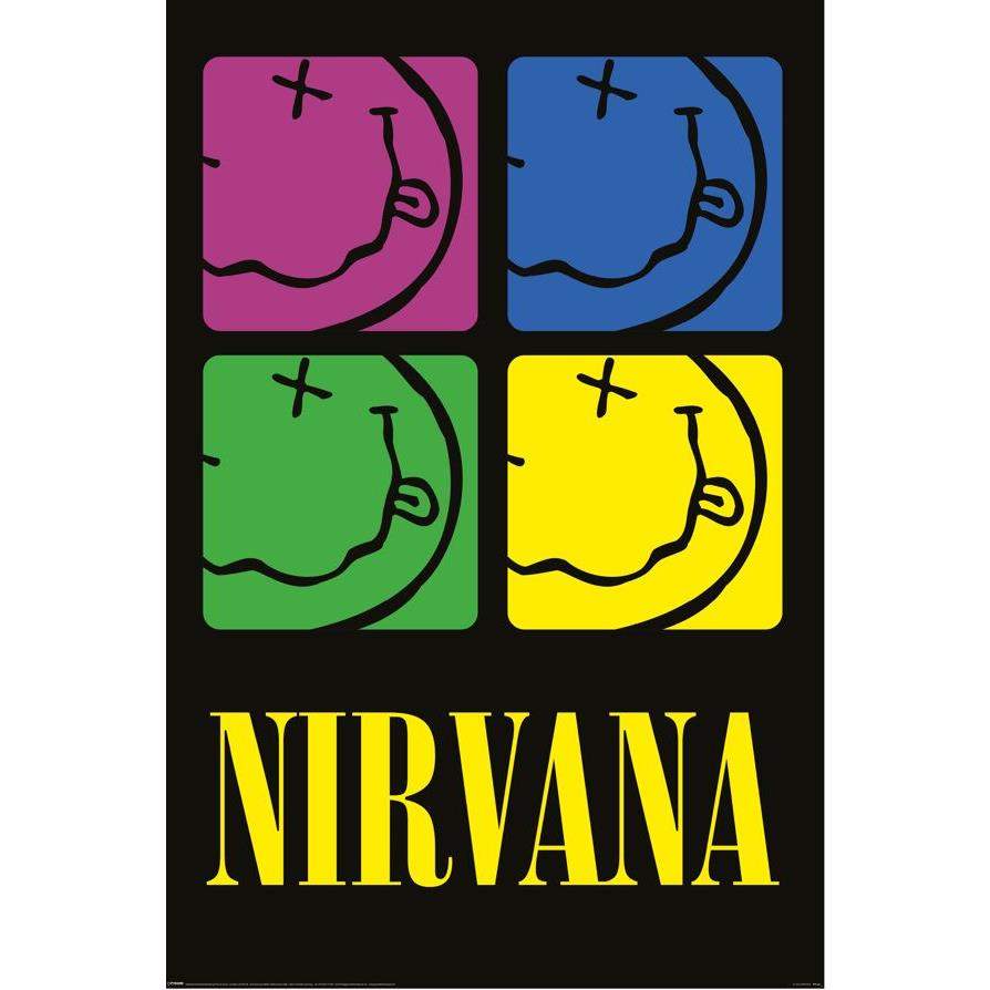 nirvana - smiley squares poster