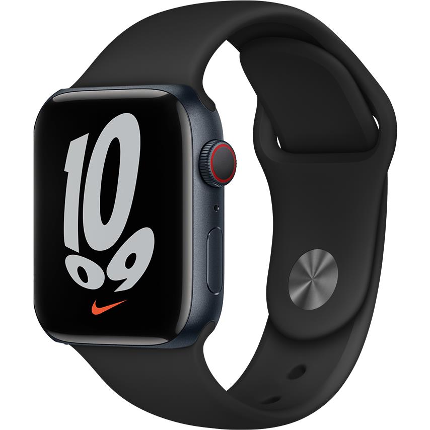 apple watch nike series 7 45mm midnight aluminium case gps + cellular [^renewed]