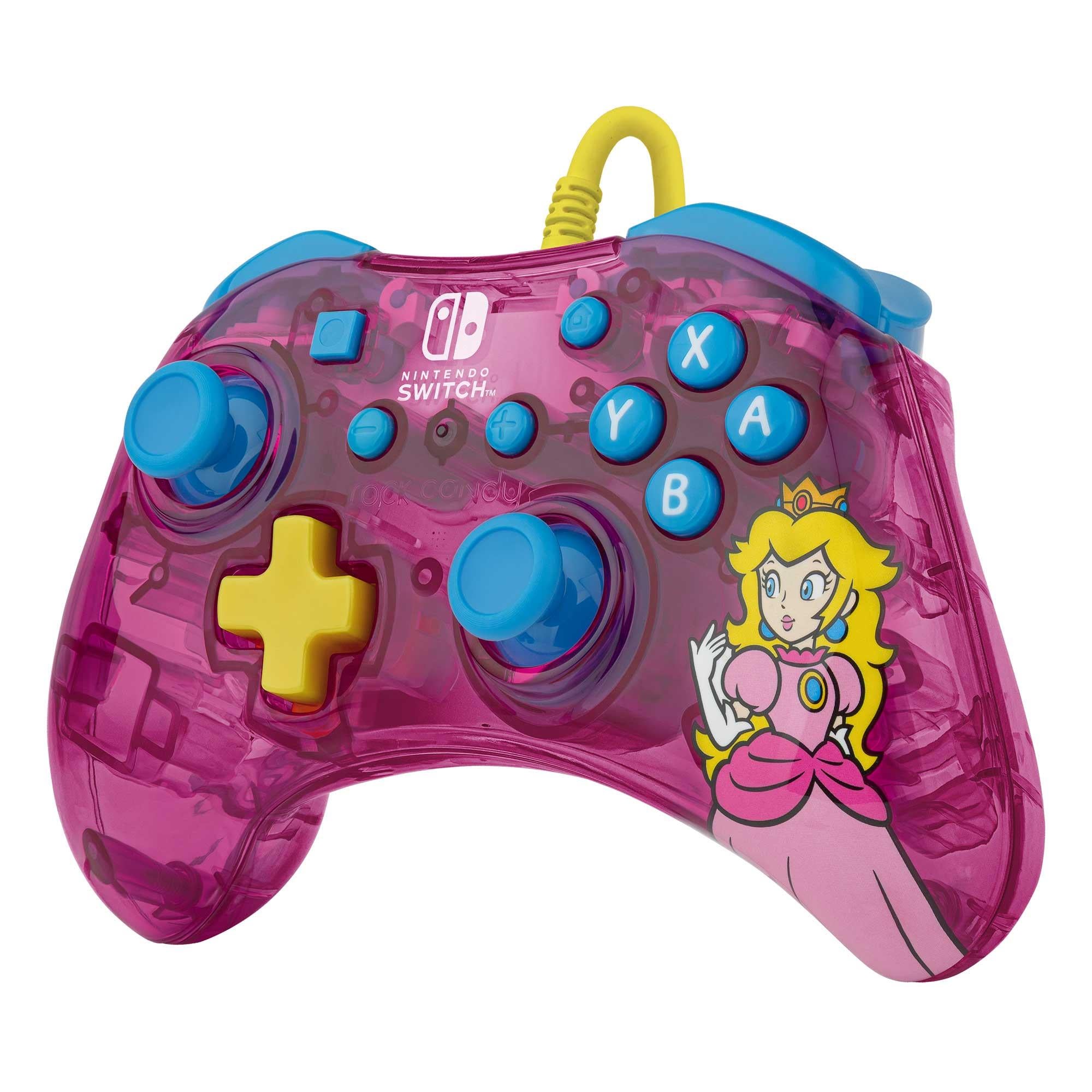 rock candy wired controller for nintendo switch peach pink