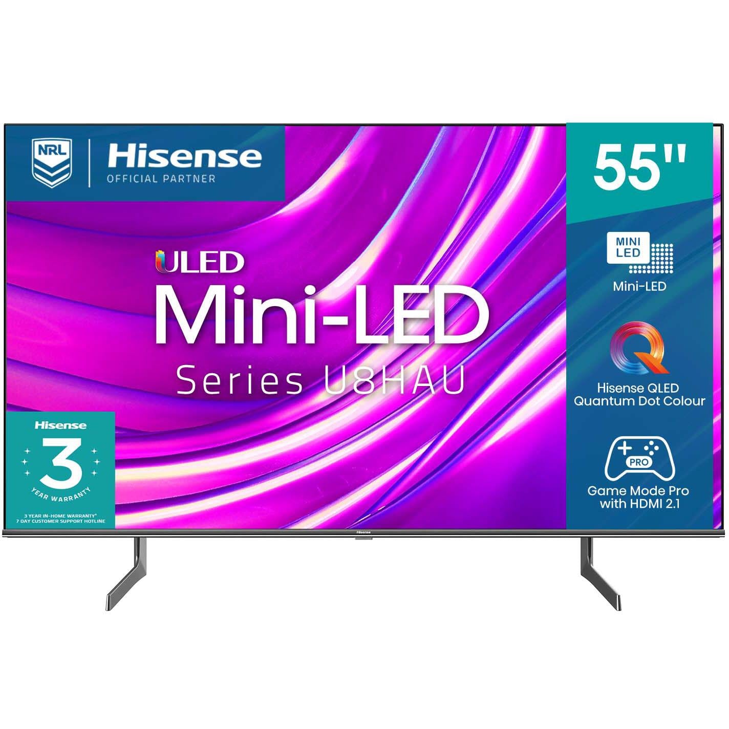 hisense 55" mini-led uled u8hau 4k qled smart tv [2022]