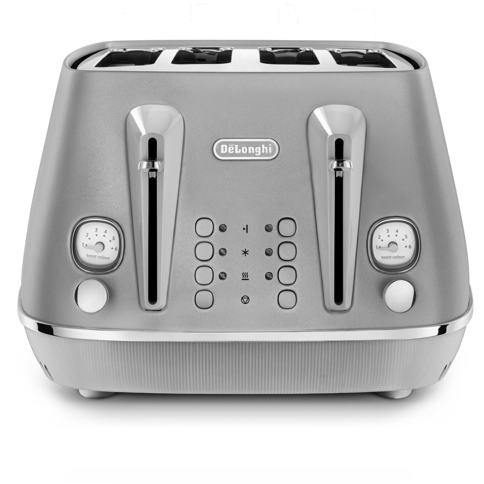 de'longhi distinta perla 4-slice toaster (silver)