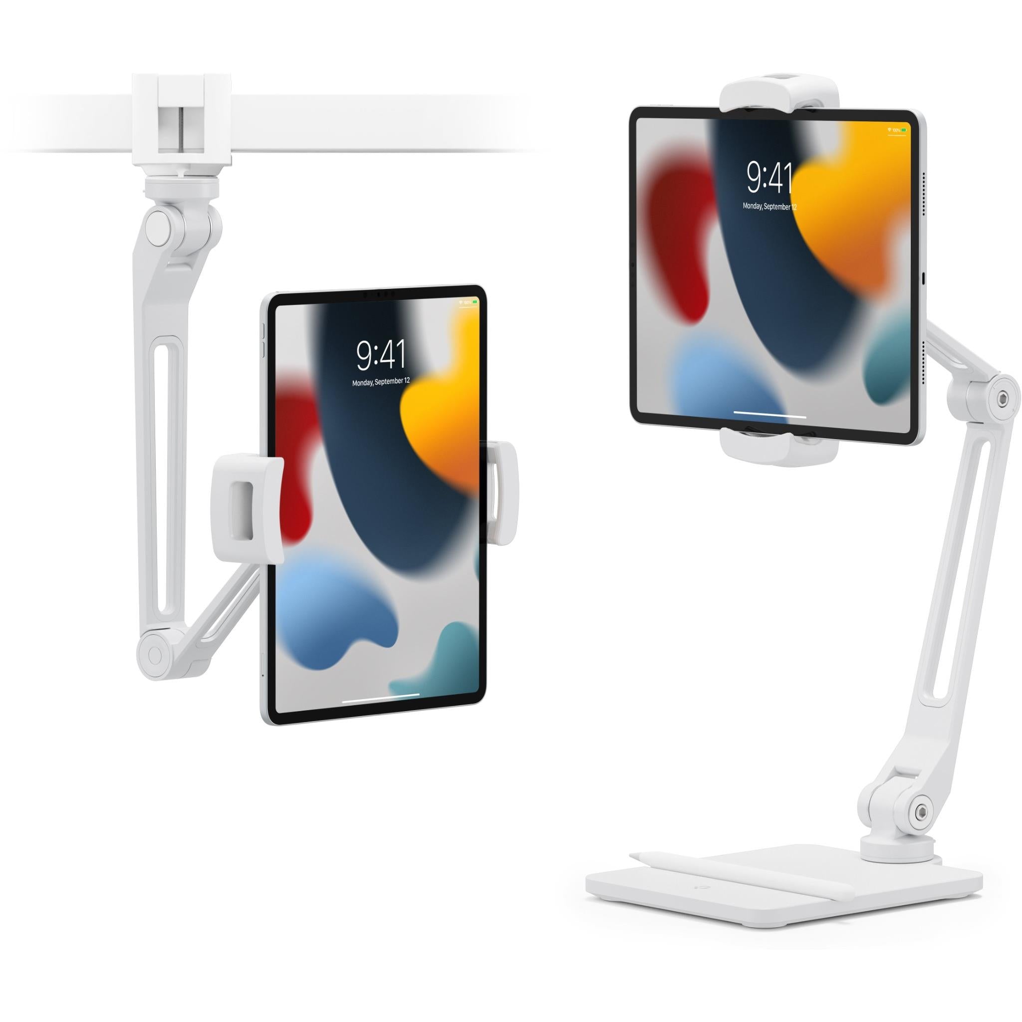 twelve south hoverbar duo ipad/tablet stand with quick release (white)