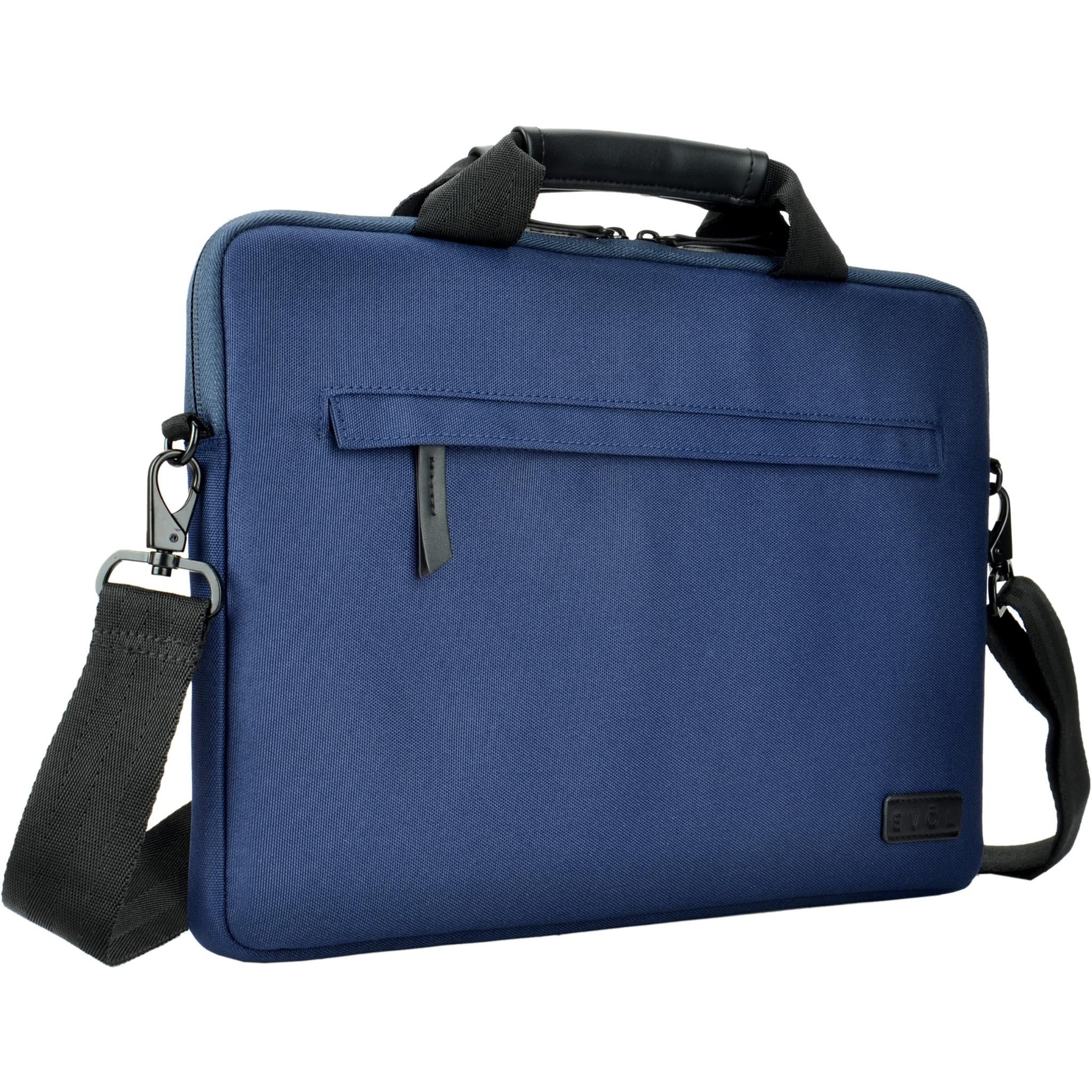 evol 13.3" recycled slim line laptop briefcase bag (navy)